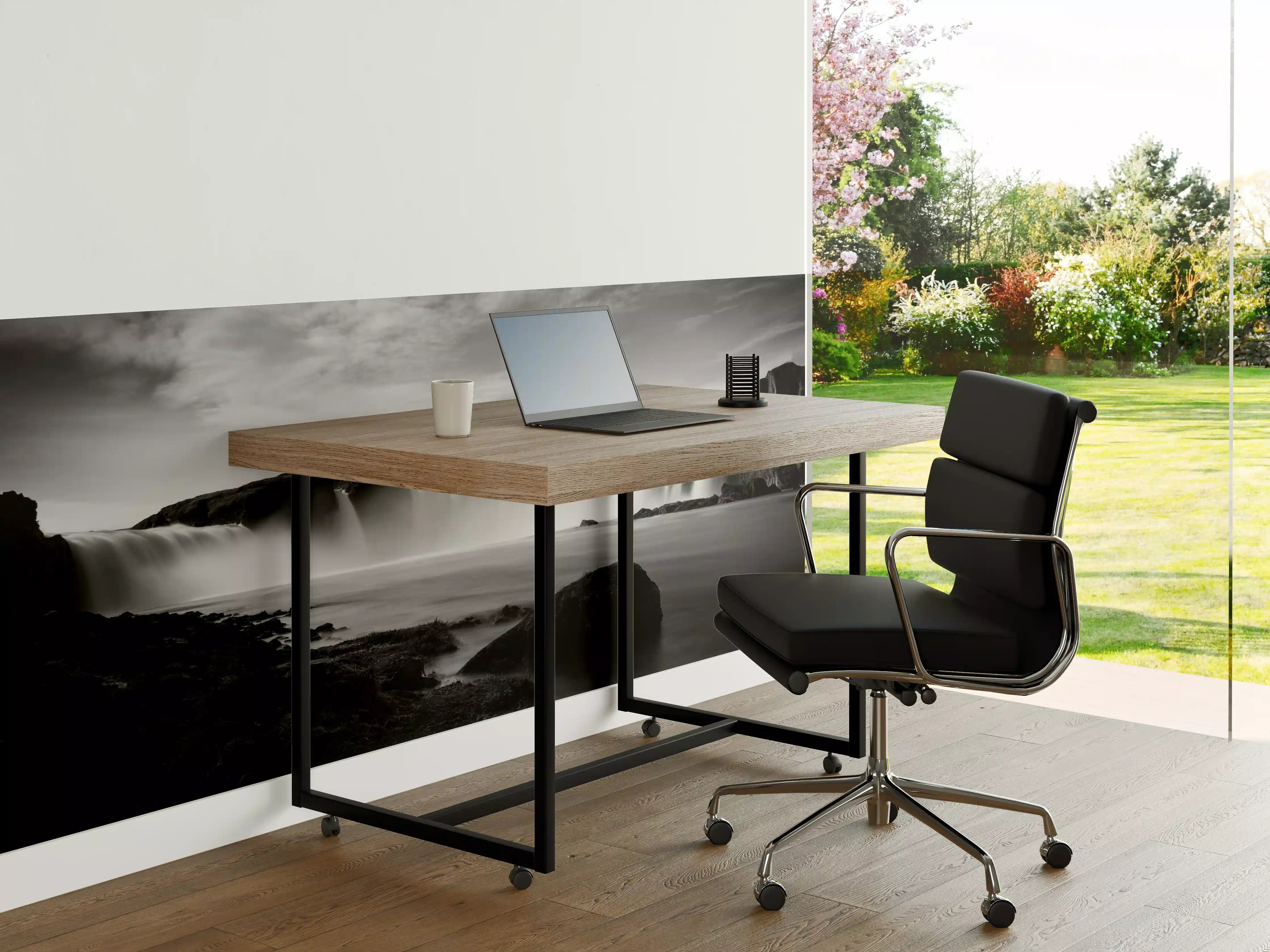 Büro Wandgestaltung - Schwarz-Weiß-Wasserfall mit dramatischem Himmel