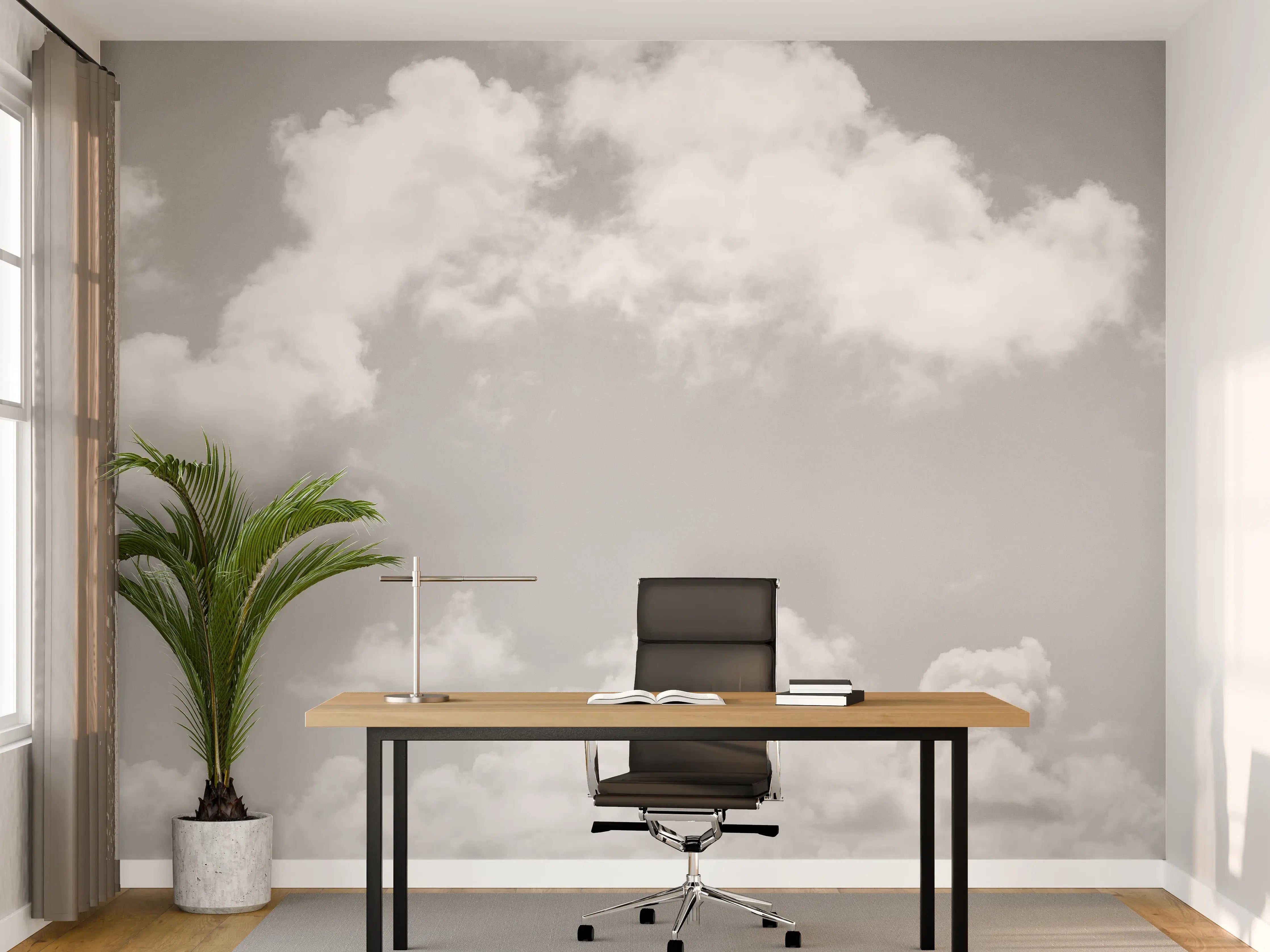 Büro Wandgestaltung - Schwarz-Weiß Wolkenhimmel über dem Meer
