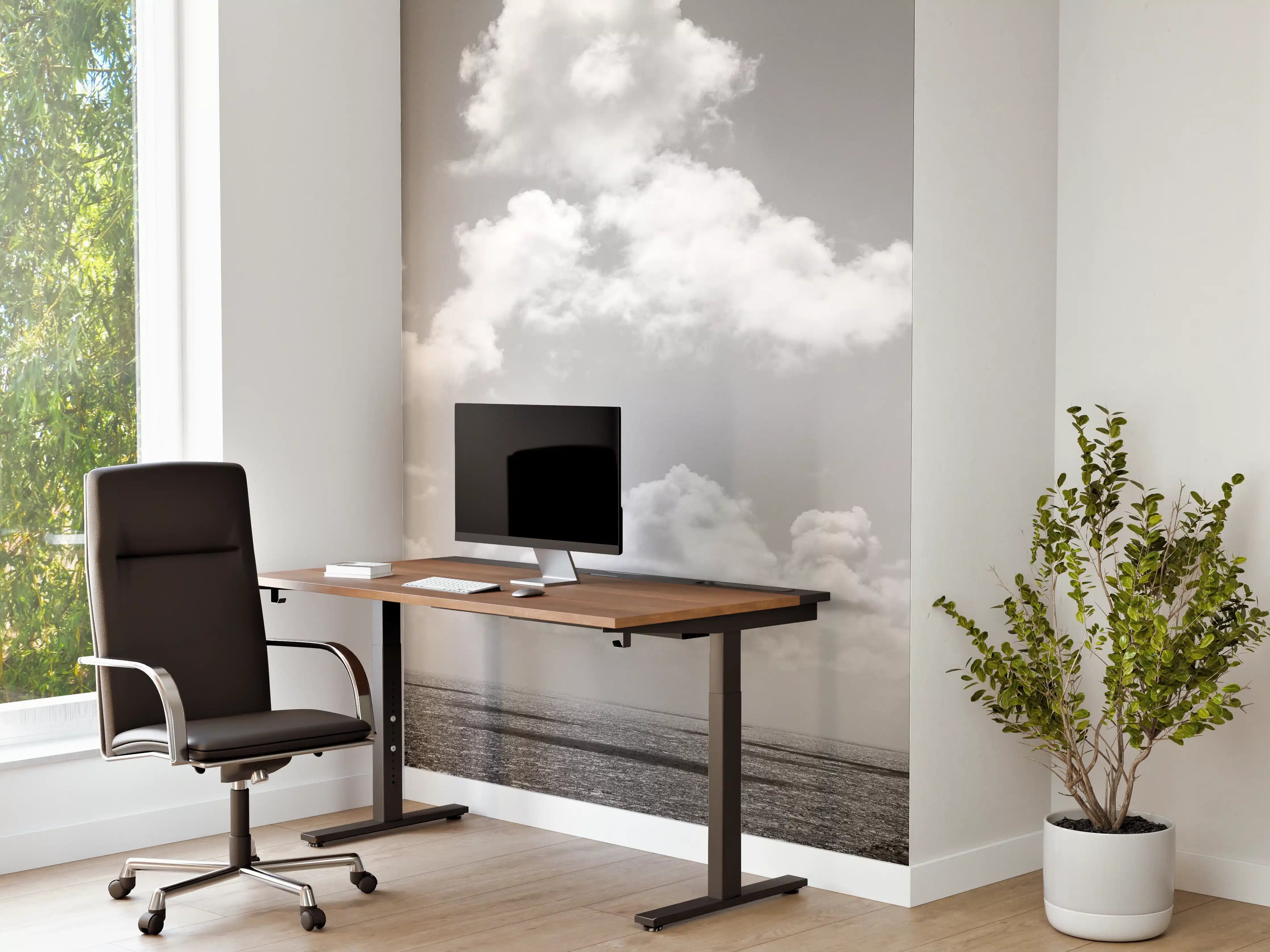 Büro Wandgestaltung - Schwarz-Weiß Wolkenhimmel über dem Meer