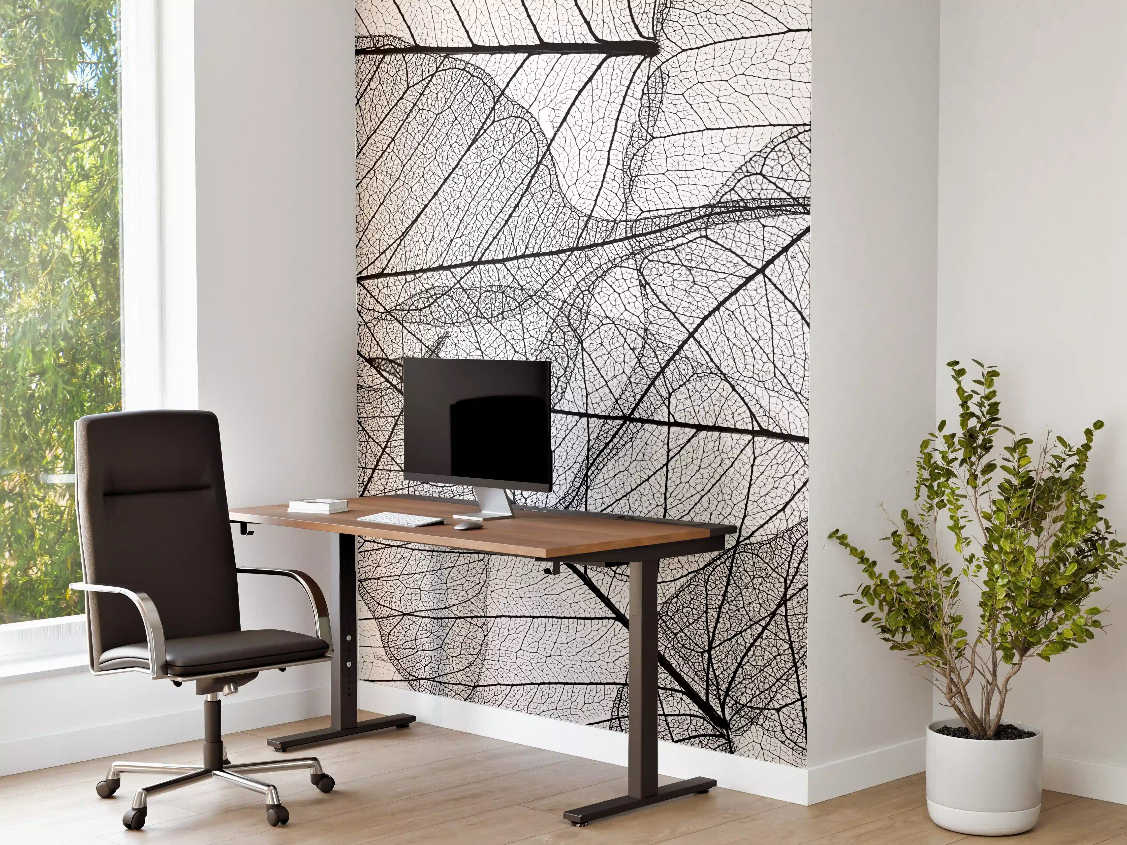 Büro Wandgestaltung - Schwarz-Weiße Blatttextur