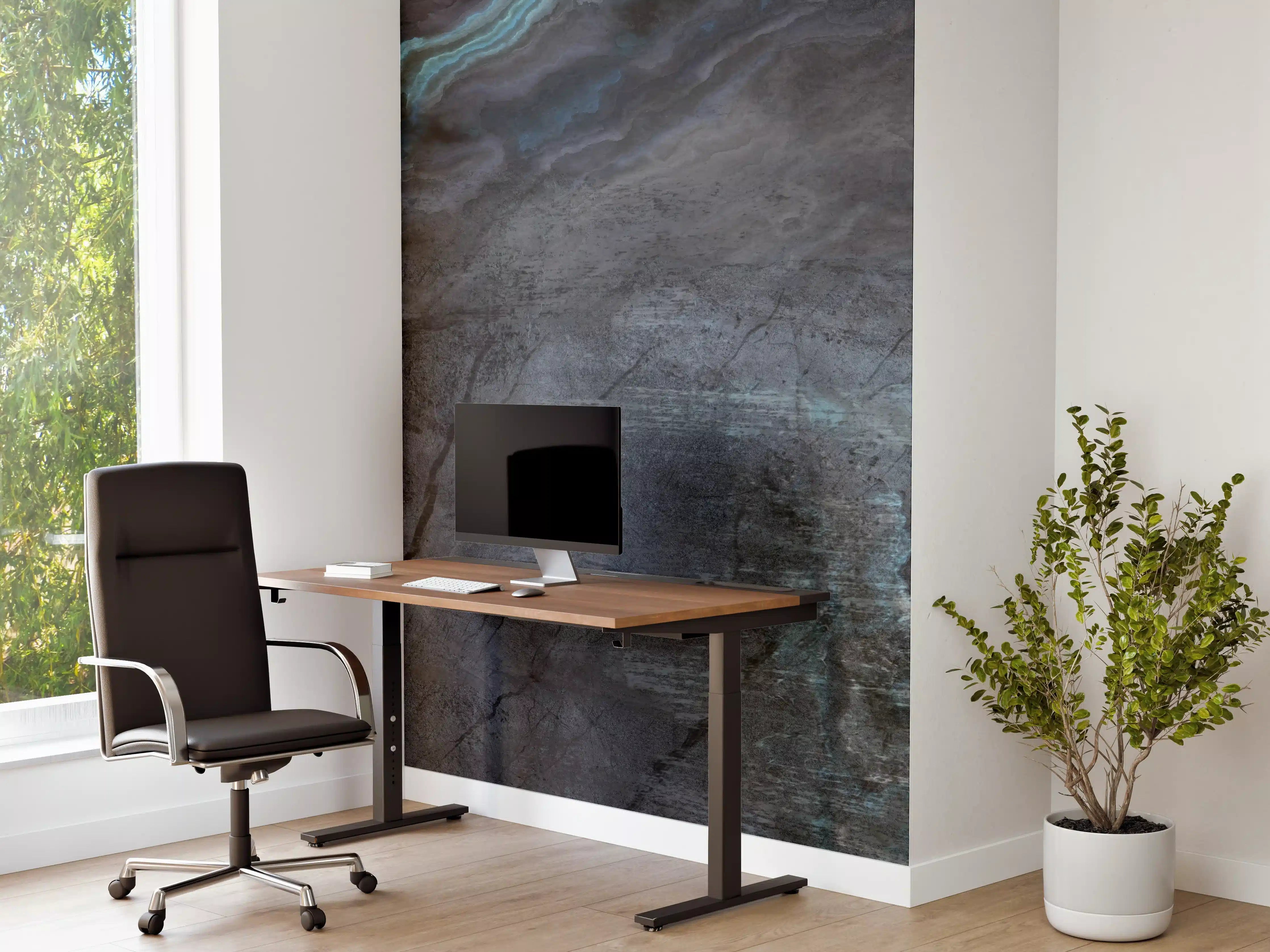 Büro Wandgestaltung - Schwarz-blauer Steinhintergrund