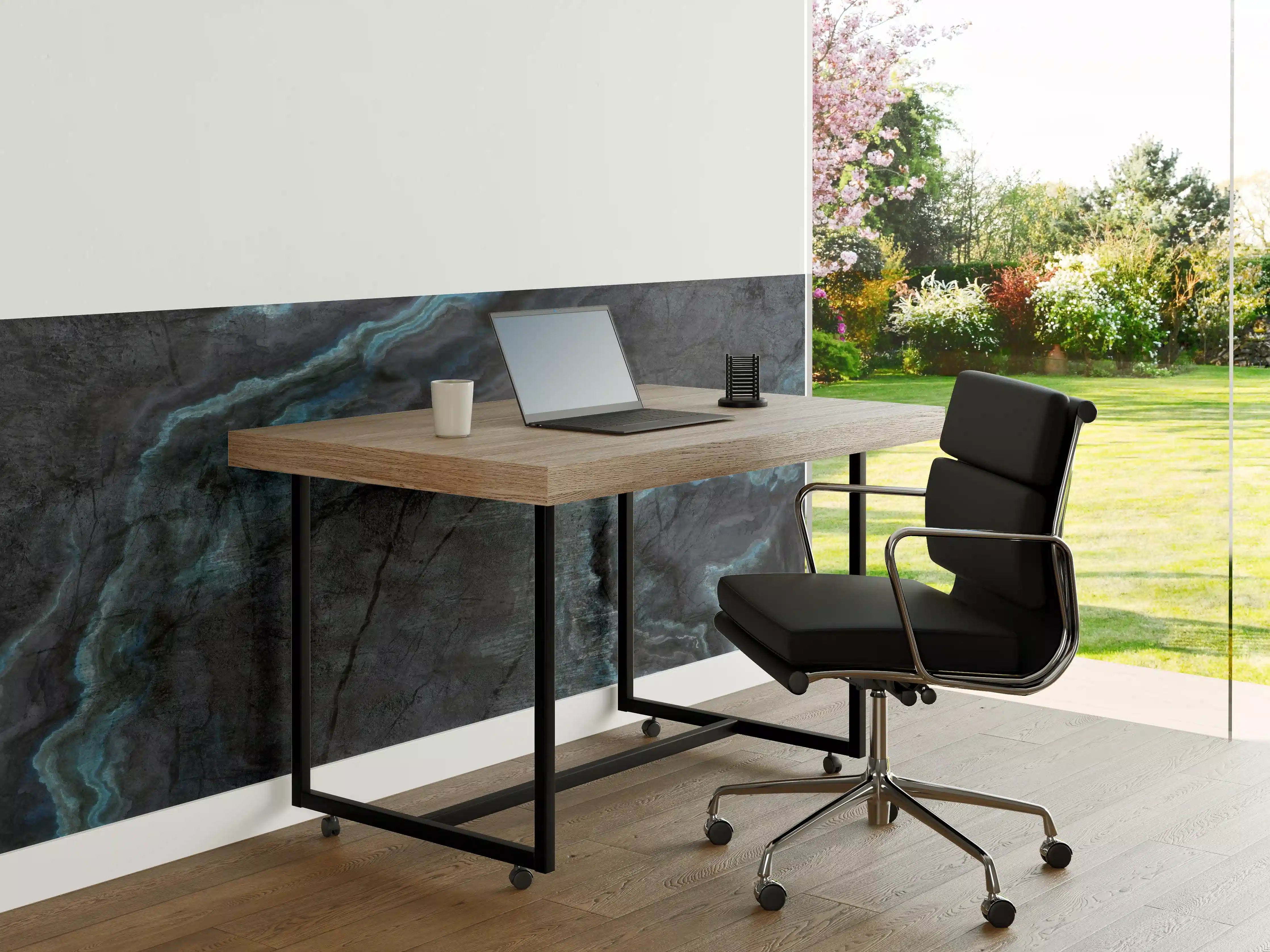 Büro Wandgestaltung - Schwarz-blauer Steinhintergrund