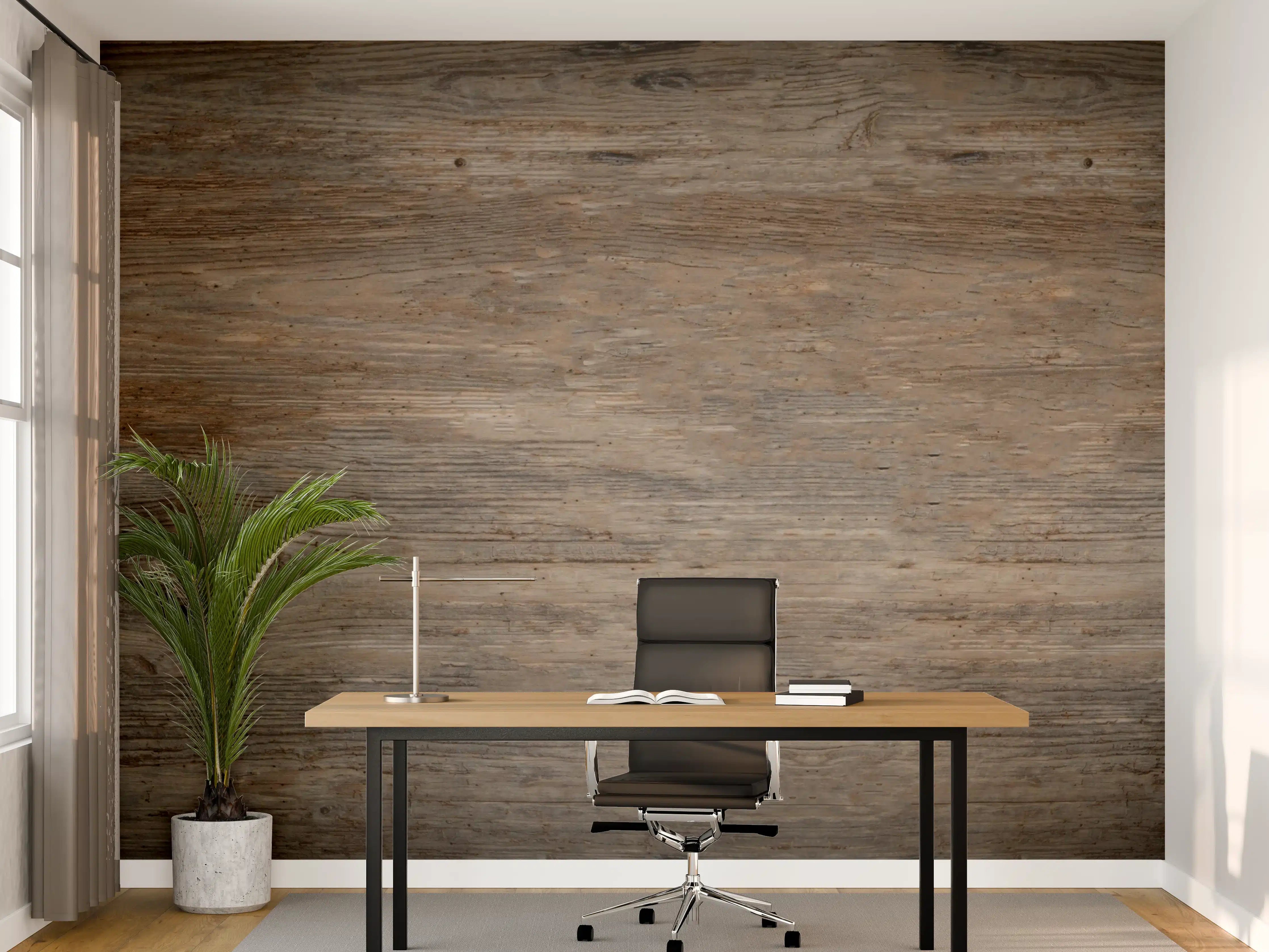 Büro Wandgestaltung - Schwarz-braune Holzplatte