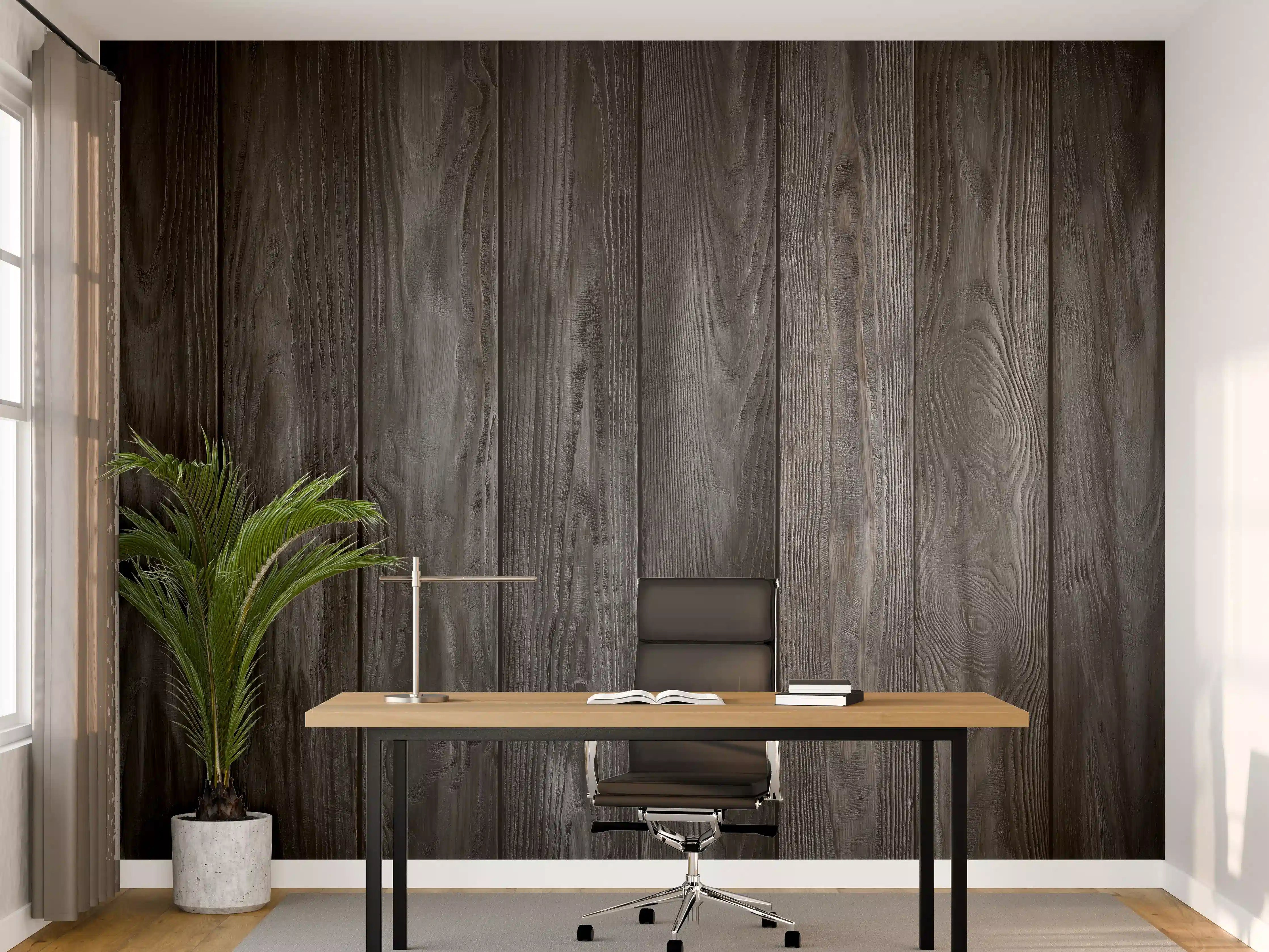 Büro Wandgestaltung - Schwarz lackierte Holzbretter