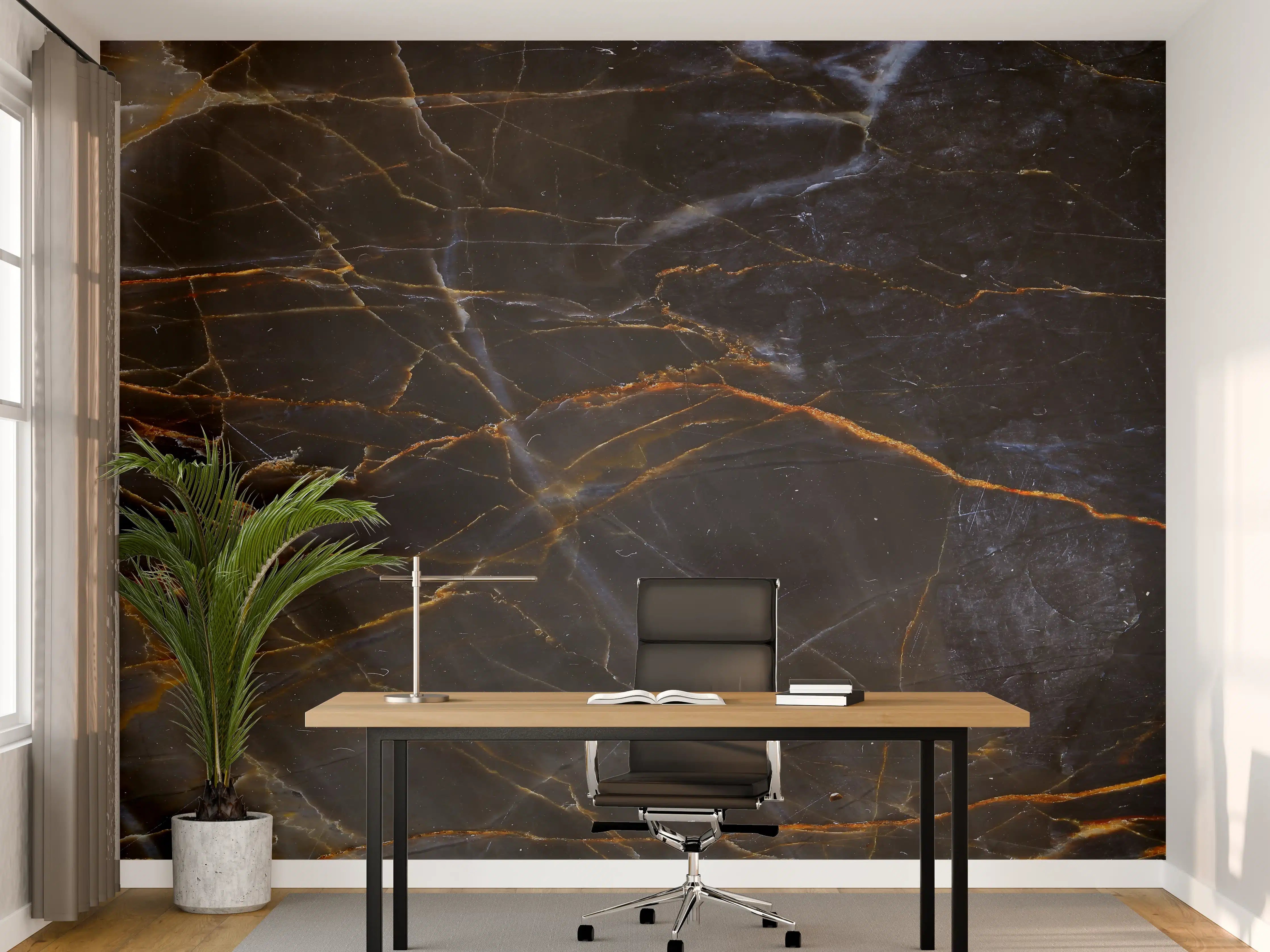 Büro Wandgestaltung - Schwarz und braune Marmor Textur aus Russland