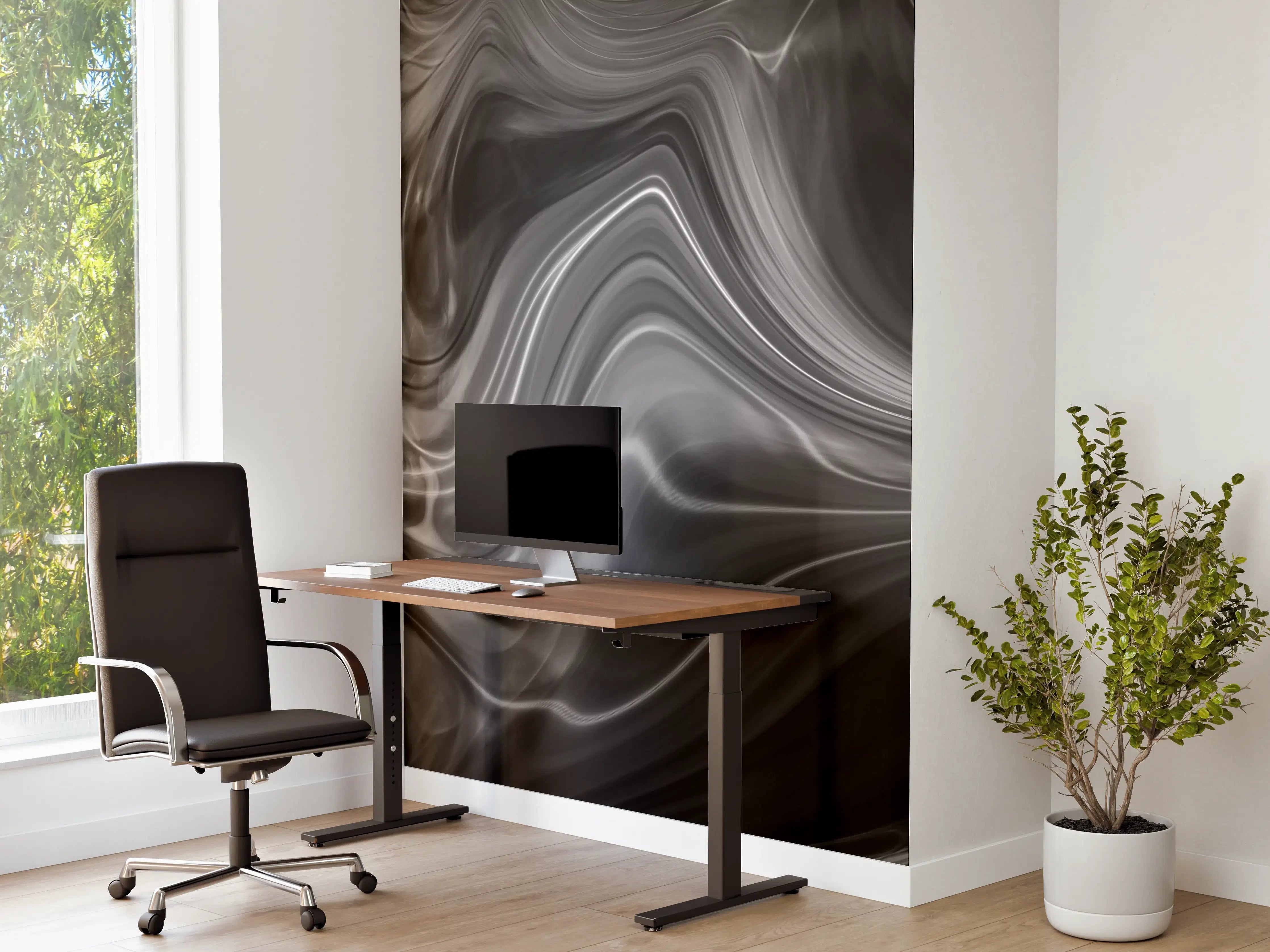 Büro Wandgestaltung - Schwarz-weiße Marmortextur mit eleganten Mustern