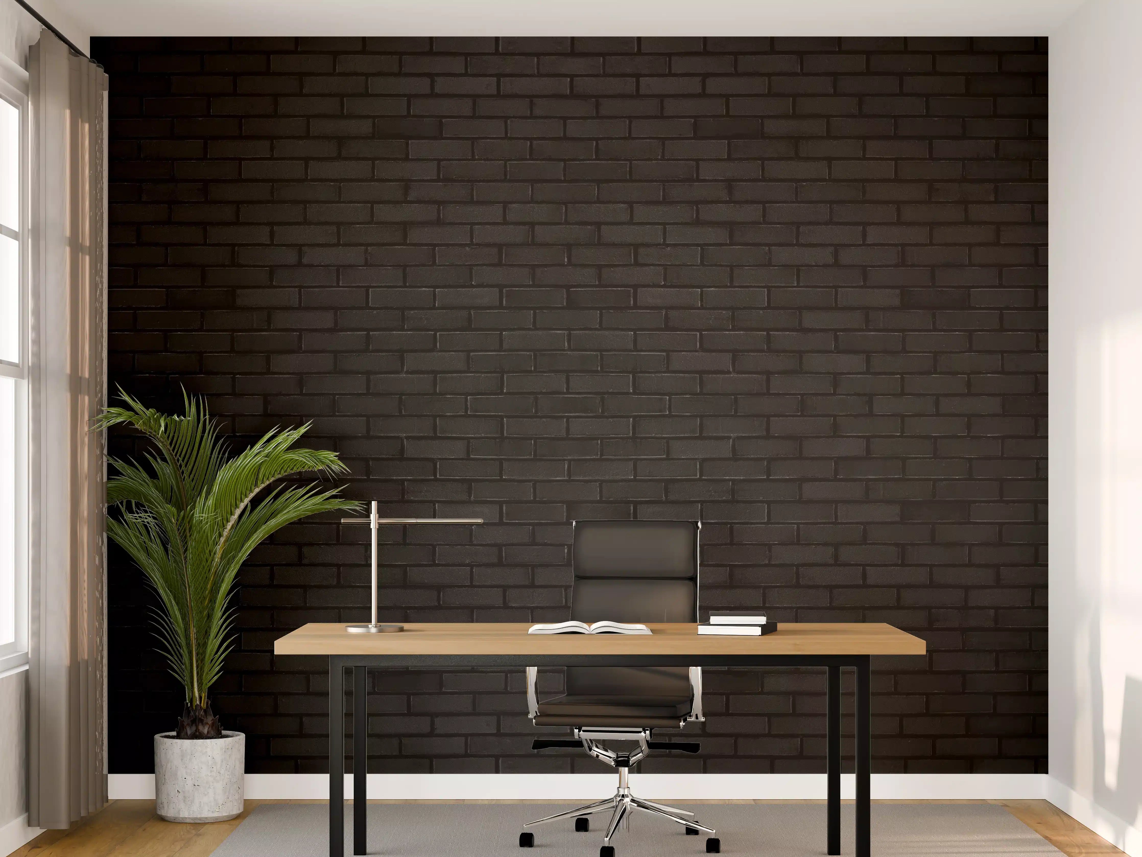 Büro Wandgestaltung - Schwarze Backsteinmauer 1