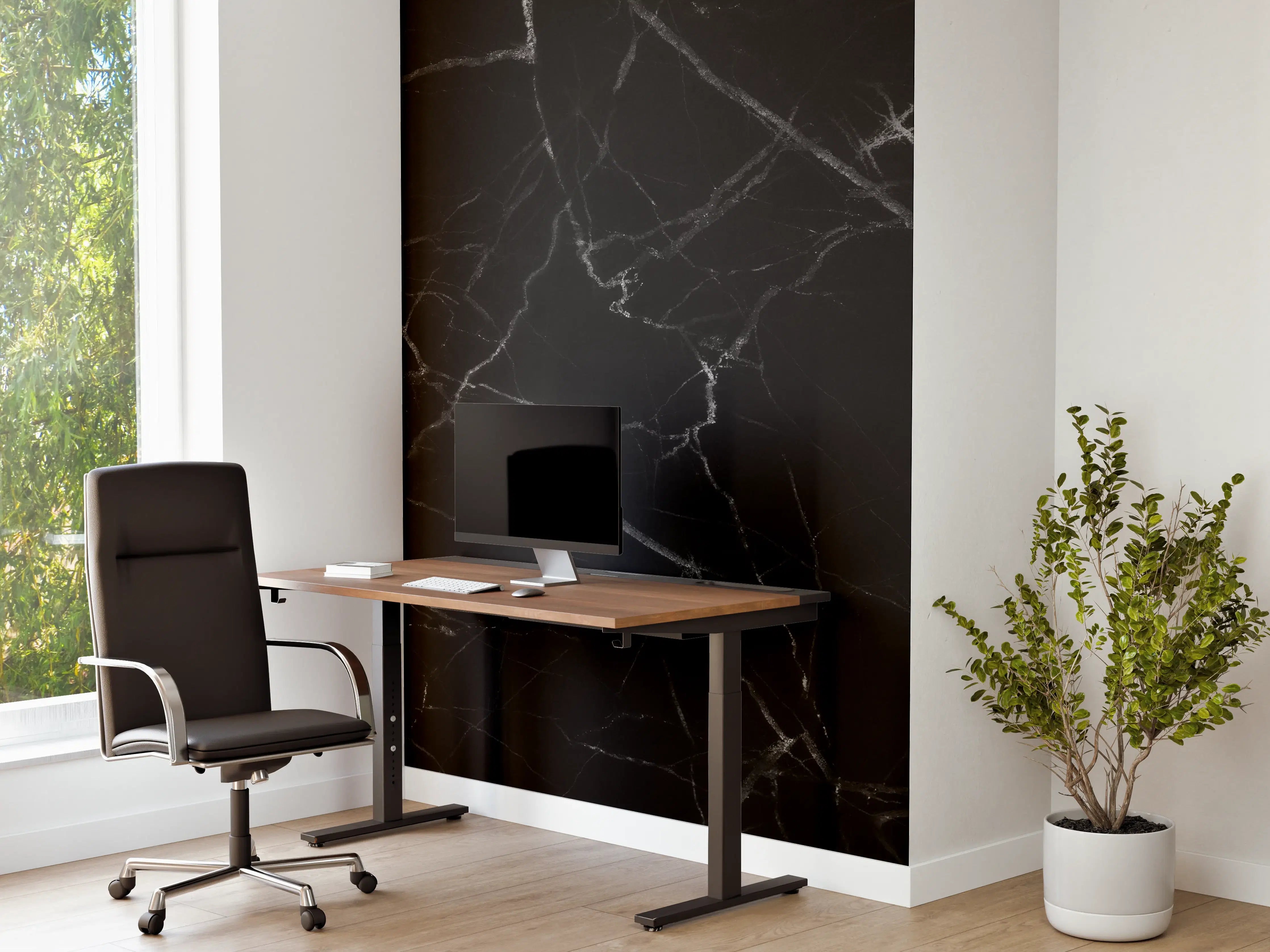 Büro Wandgestaltung - Schwarze Marmorstruktur mit weißen Äderungen