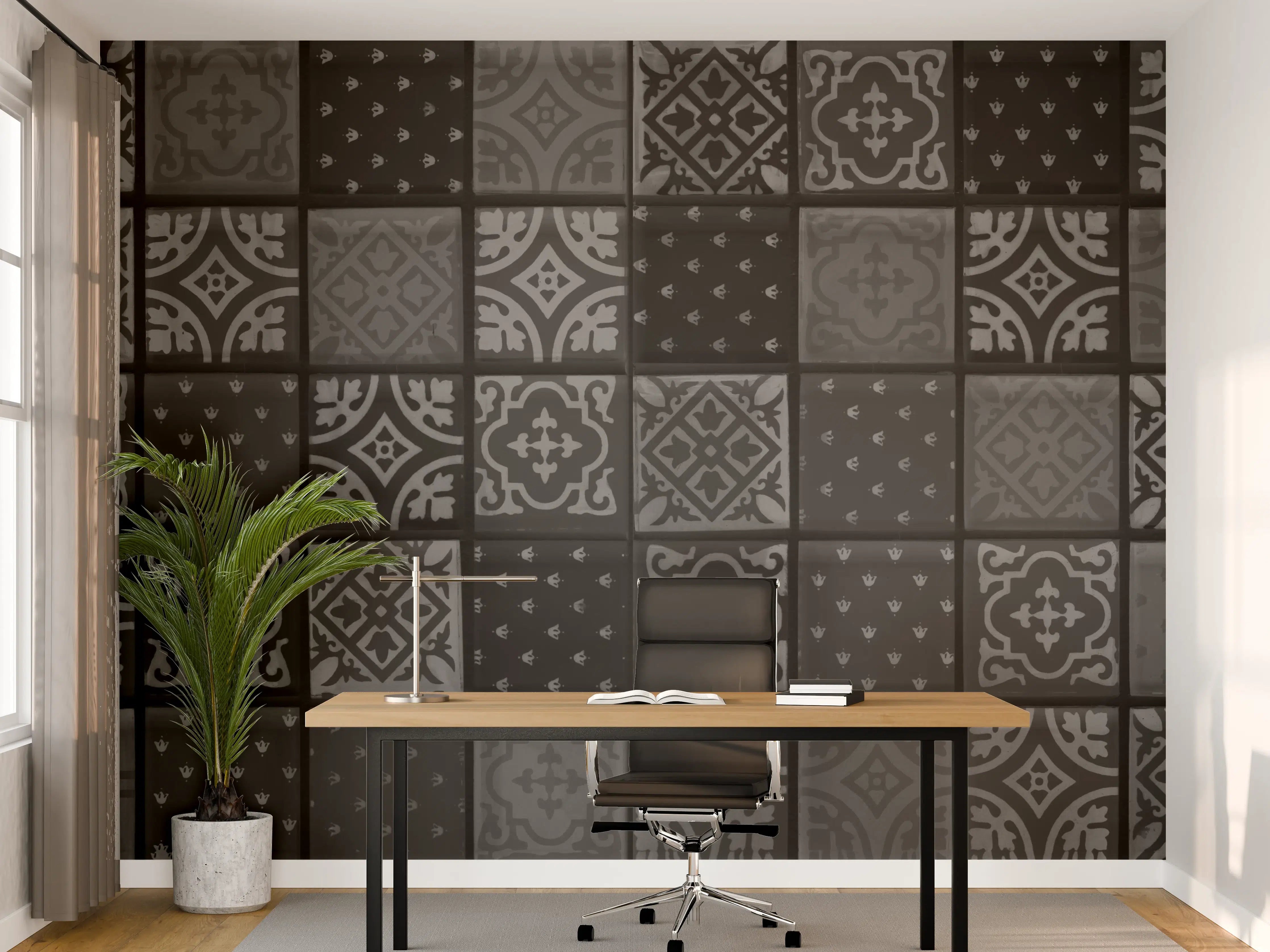 Büro Wandgestaltung - Schwarze anthrazit Fliesen