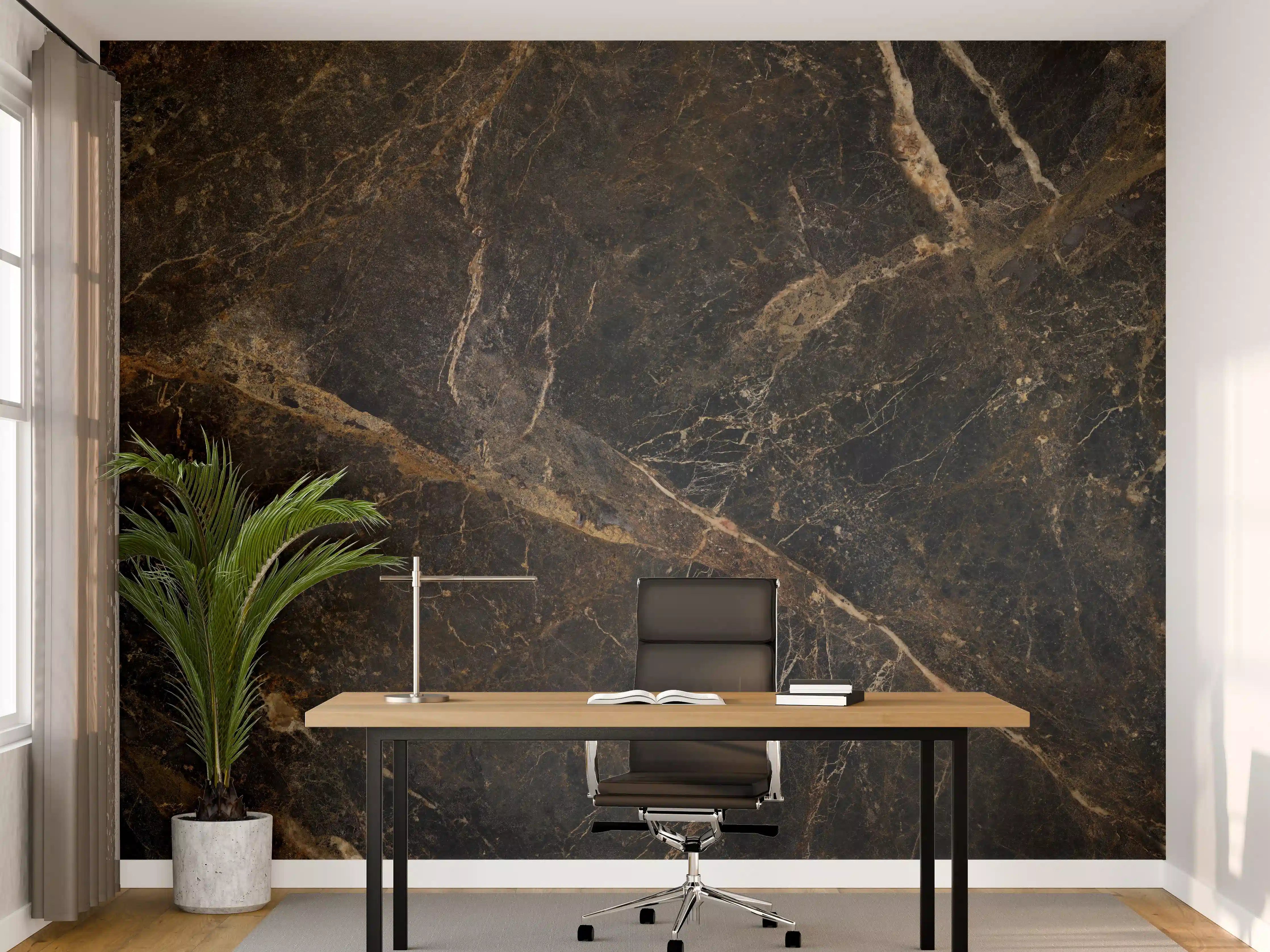 Büro Wandgestaltung - Schwarze edle Marmortextur