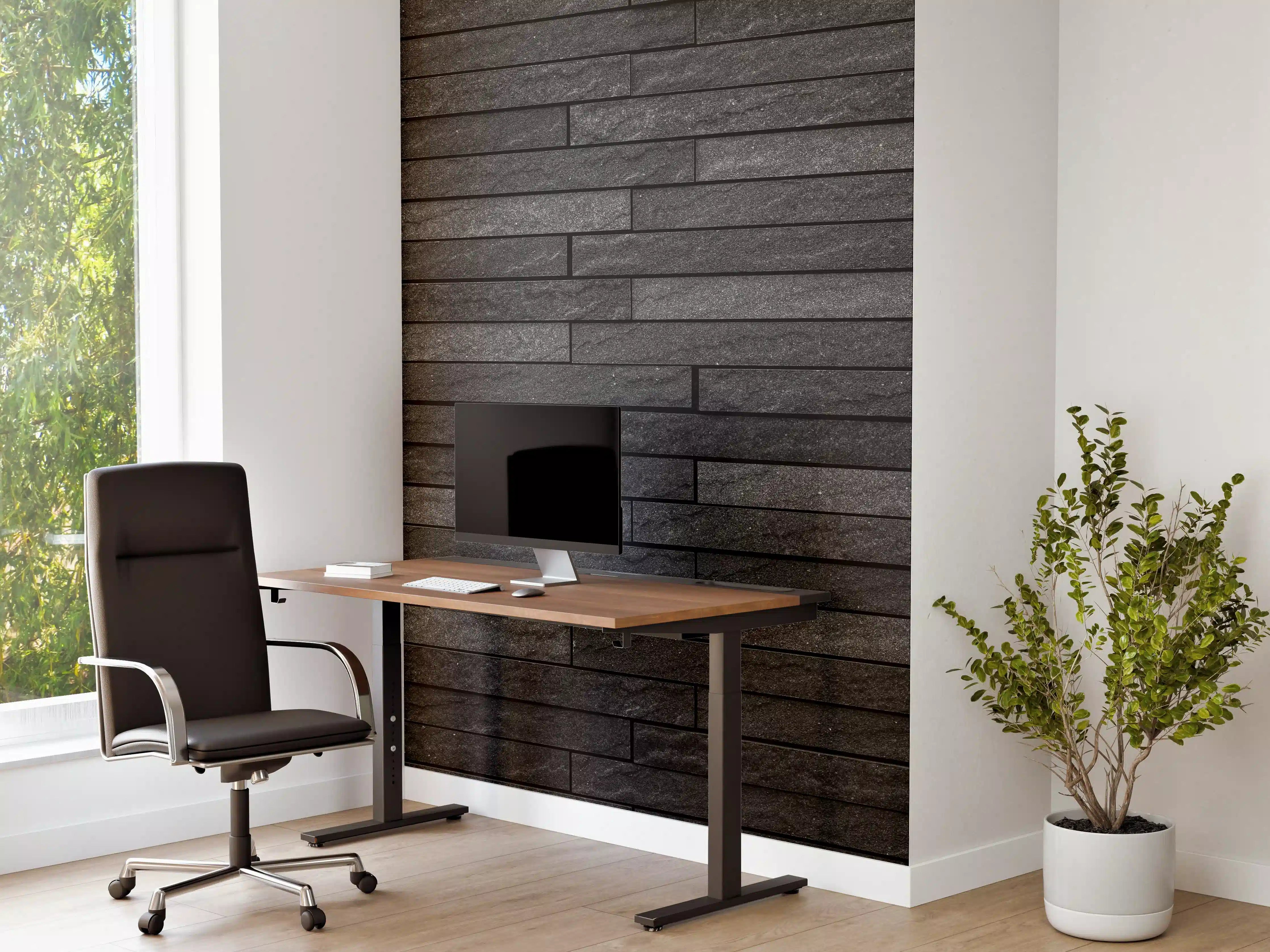 Büro Wandgestaltung - Schwarze stilvolle Backsteinmauer