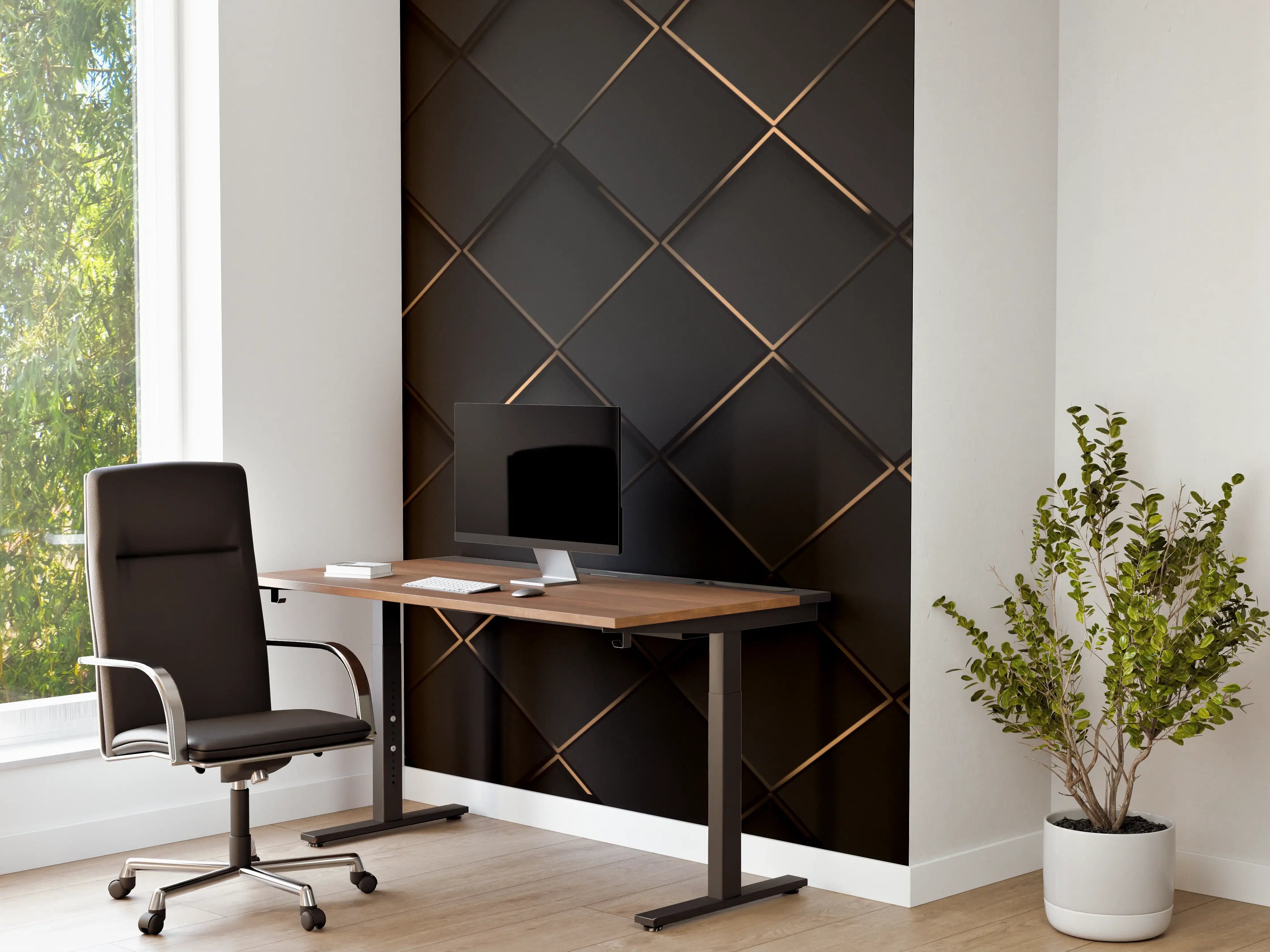 Büro Wandgestaltung - Schwarze, elegante Textur mit Goldakzenten