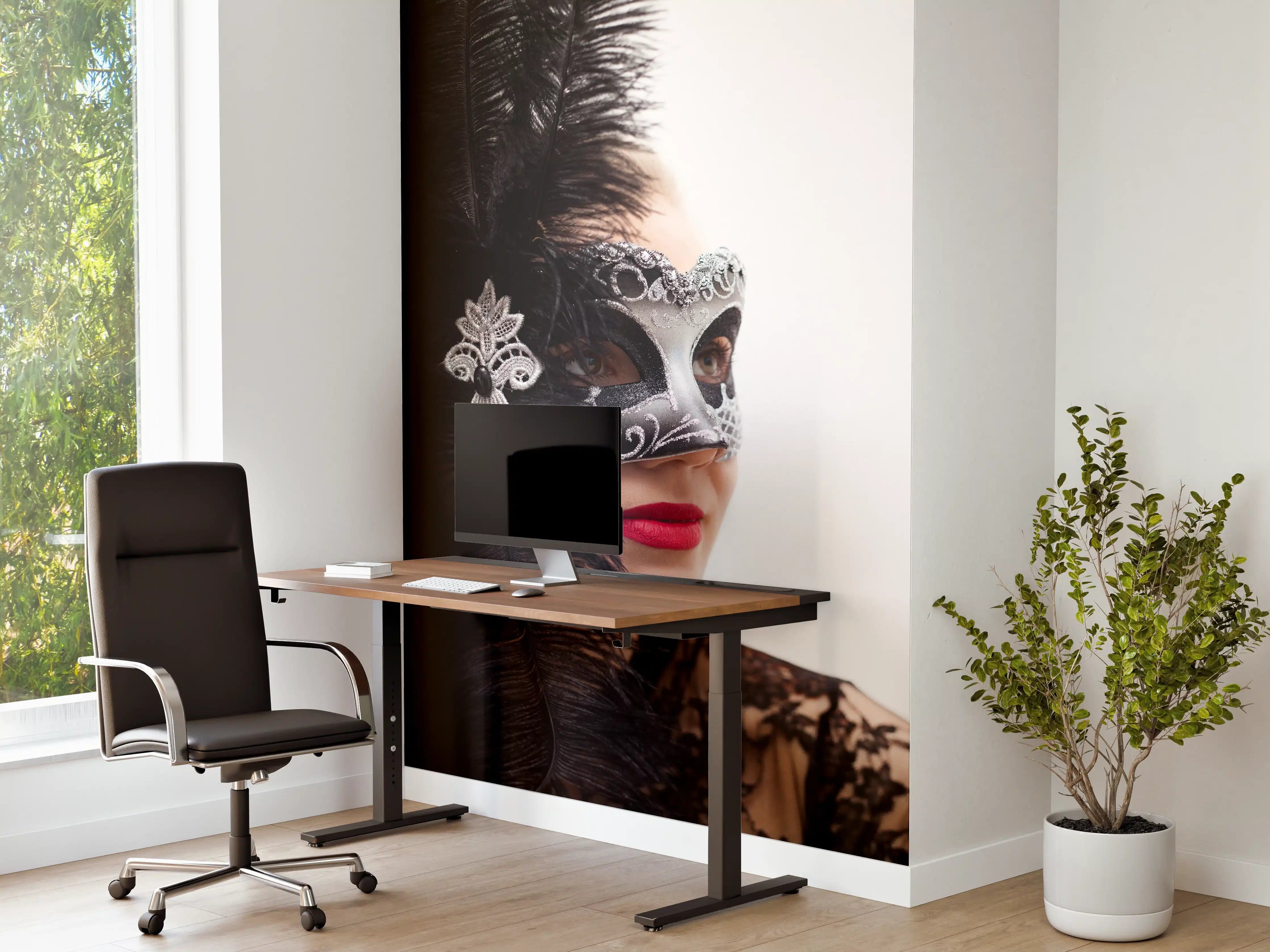 Büro Wandgestaltung - Schwarzer Schwan Frau mit Maske
