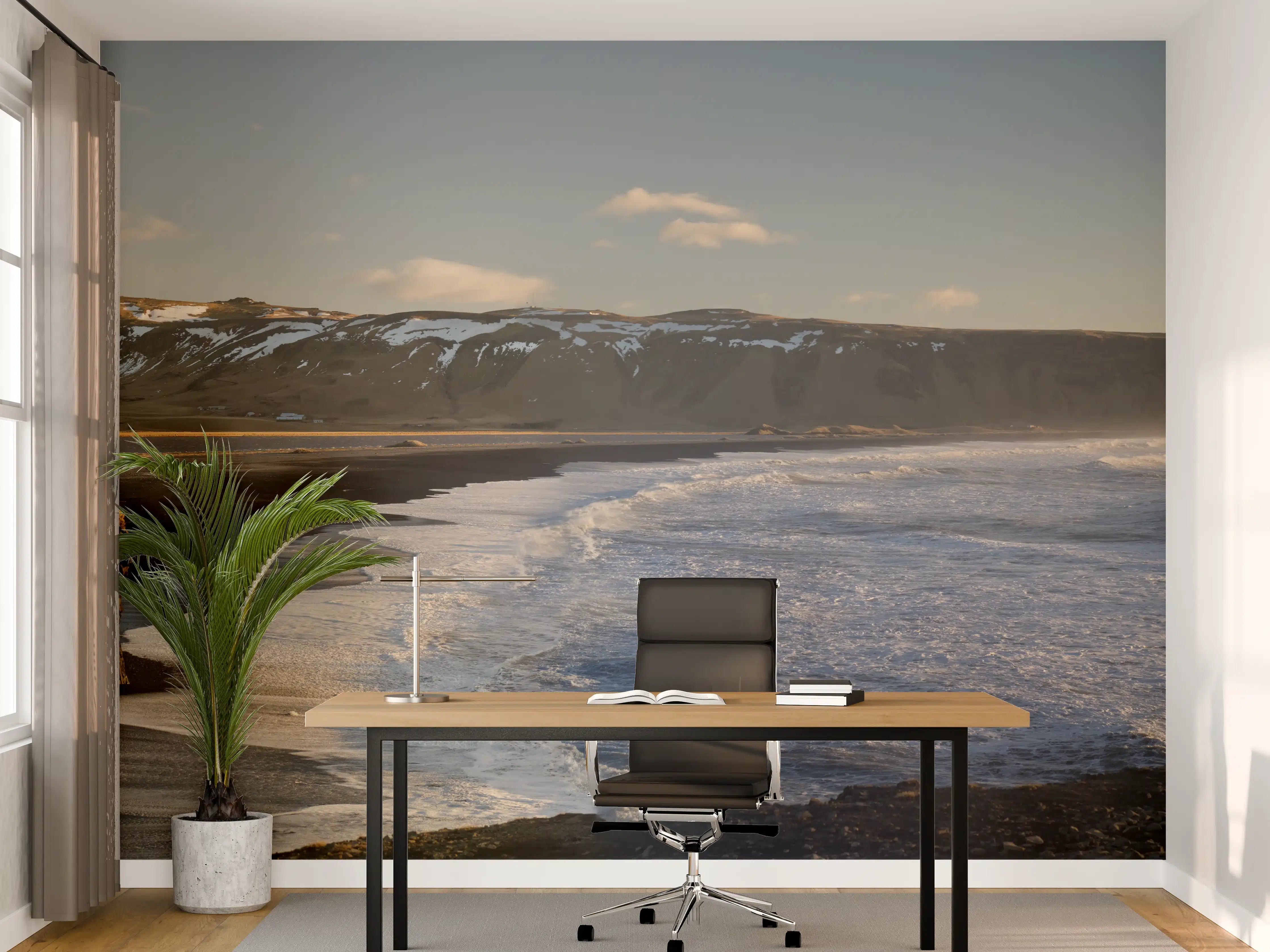 Büro Wandgestaltung - Schwarzer Strand von Dyrholaey