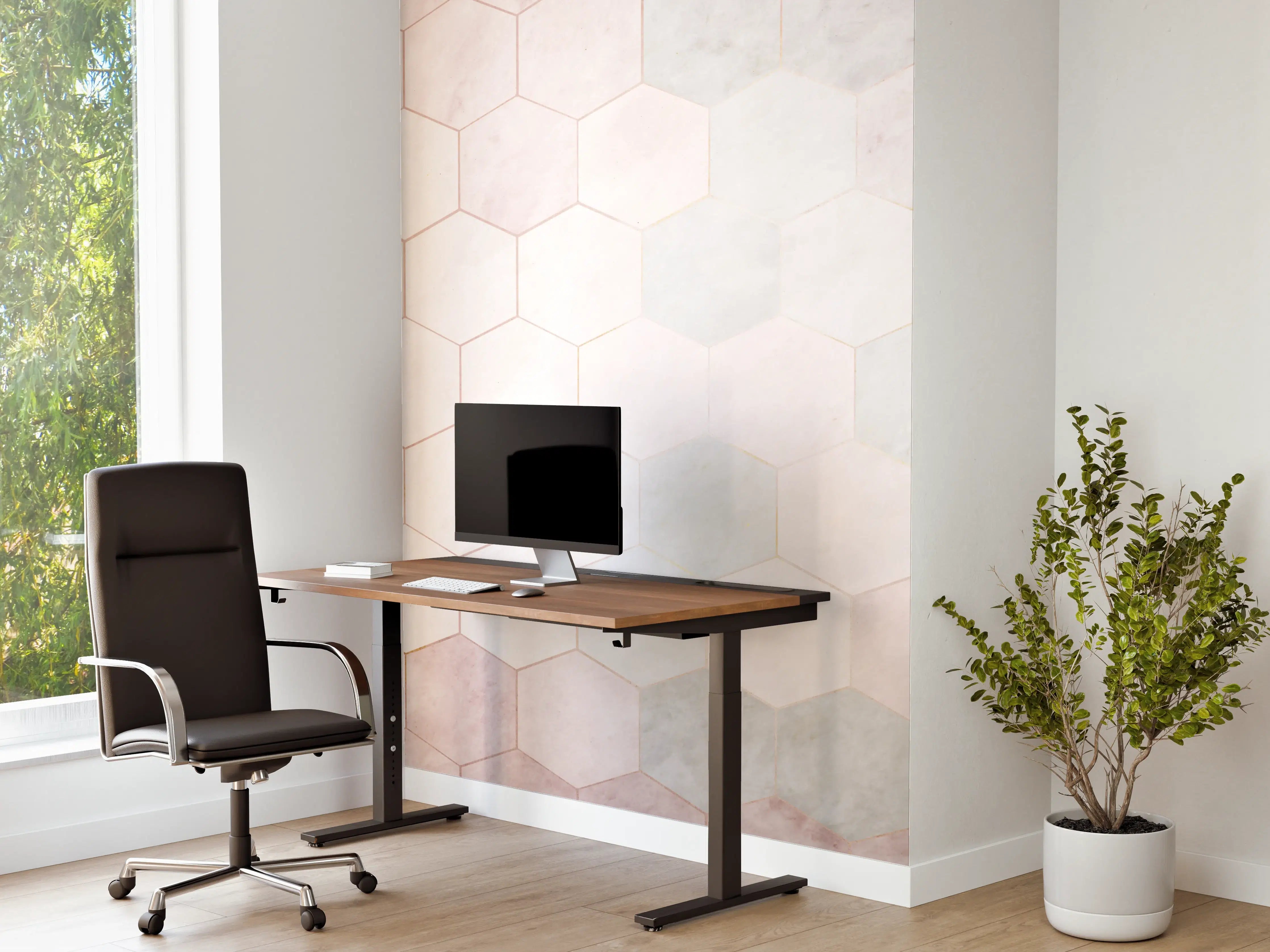 Büro Wandgestaltung - Sechseck rosa Marmor Muster