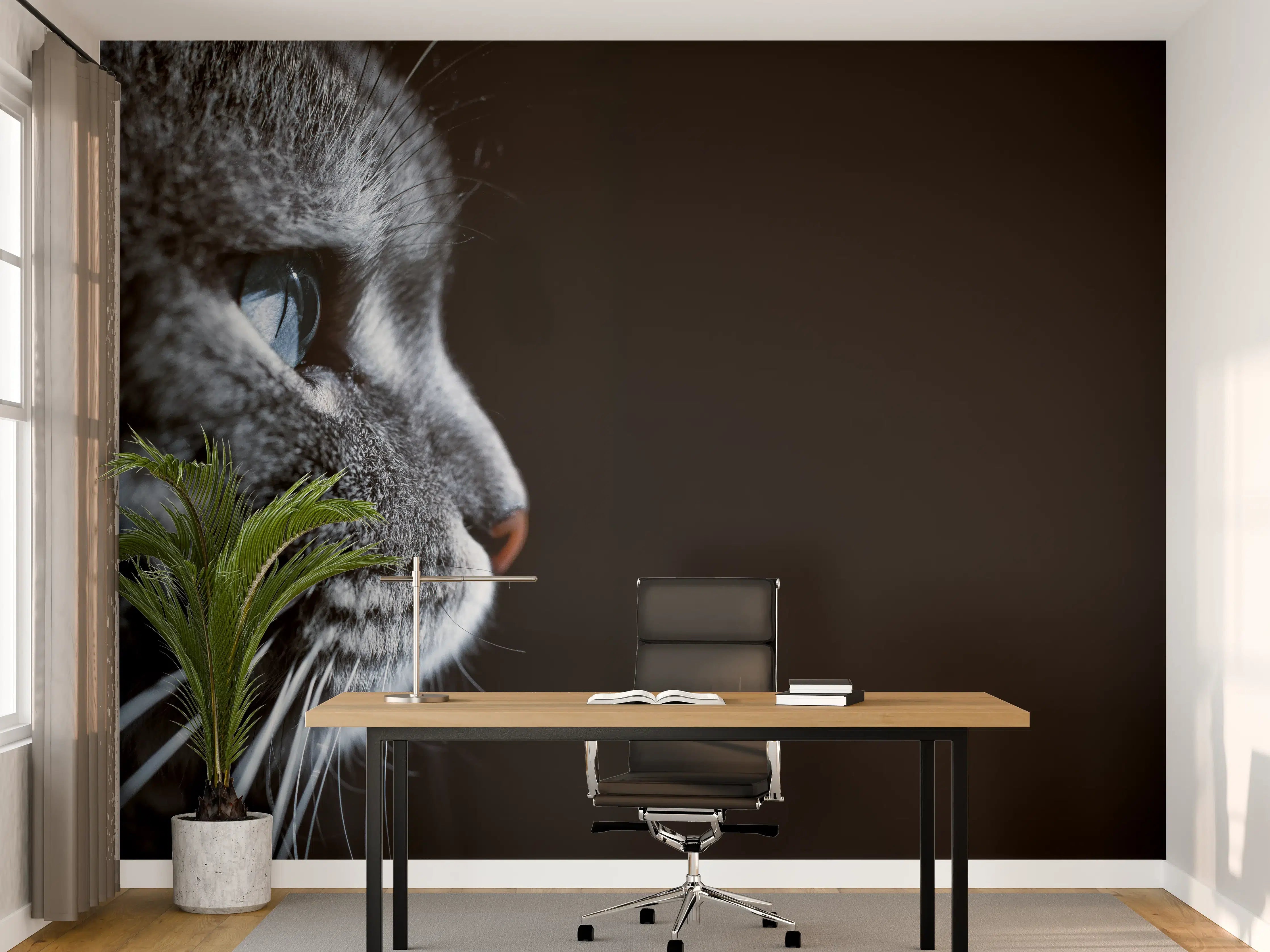Büro Wandgestaltung - Seitliches Katzen-Portrait