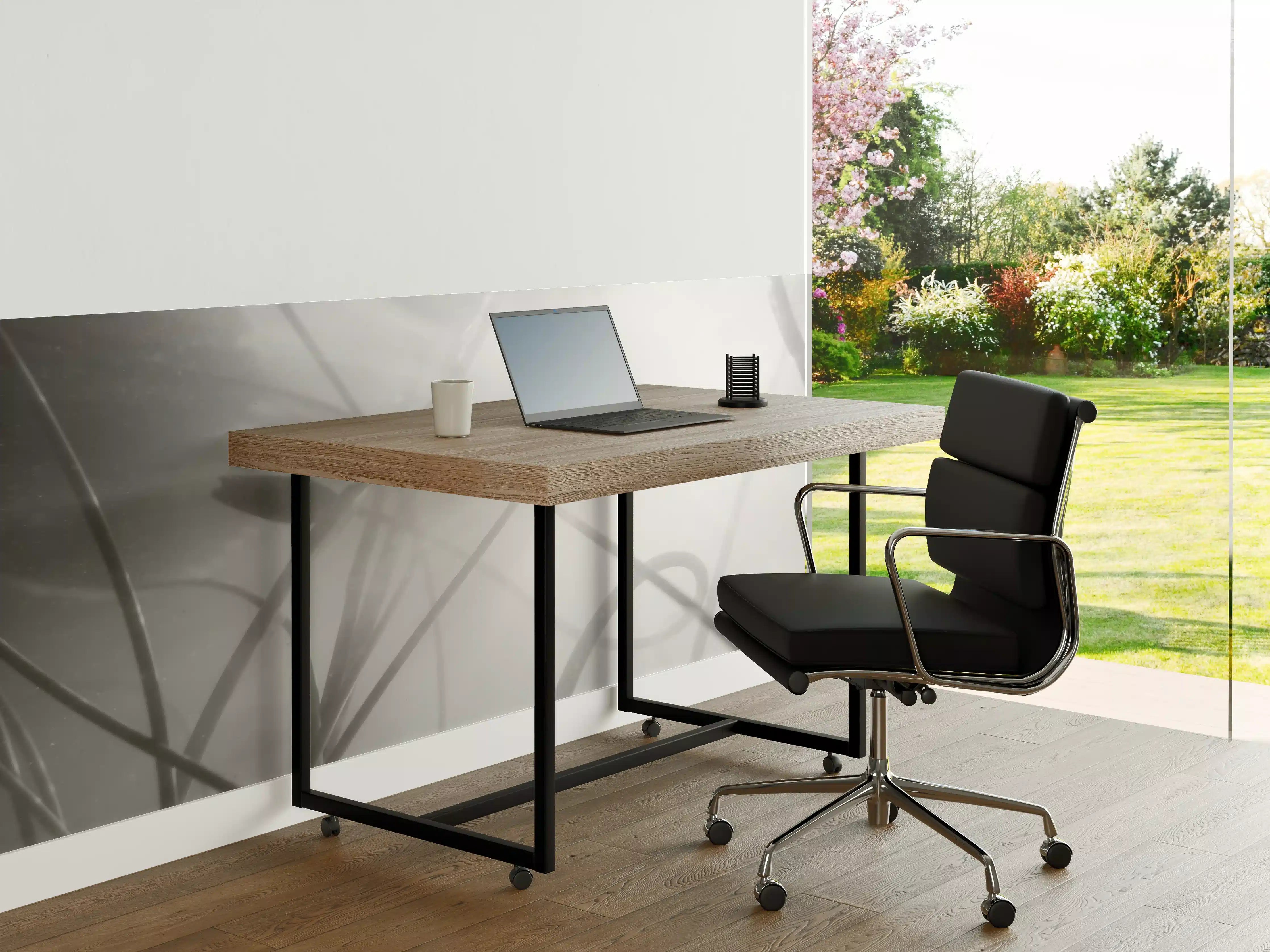 Büro Wandgestaltung - Serenes Nebel-Lilien Kunstwerk
