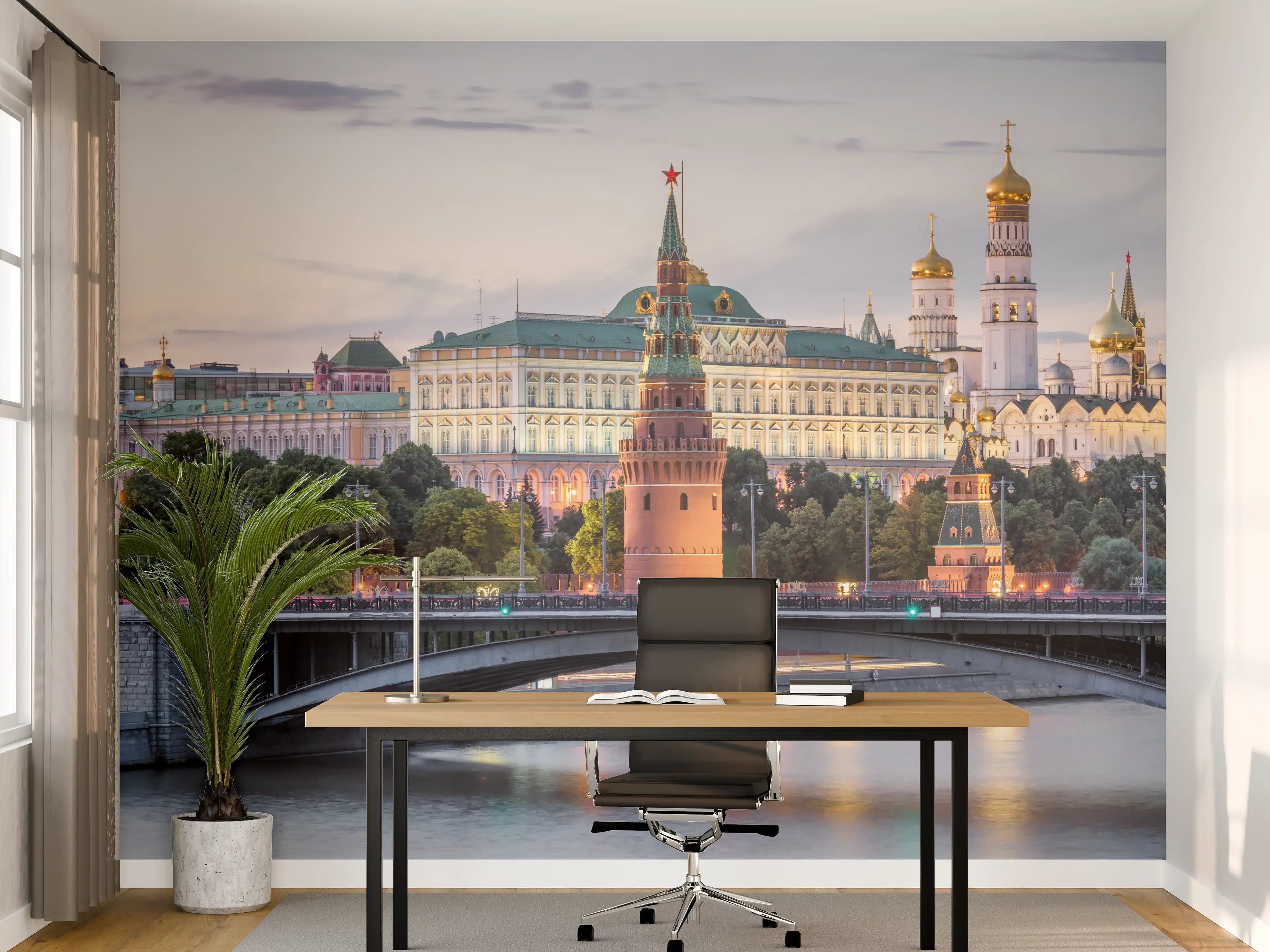 Büro Wandgestaltung - Sicht auf den Kreml in Moskau bei Sonnenuntergang