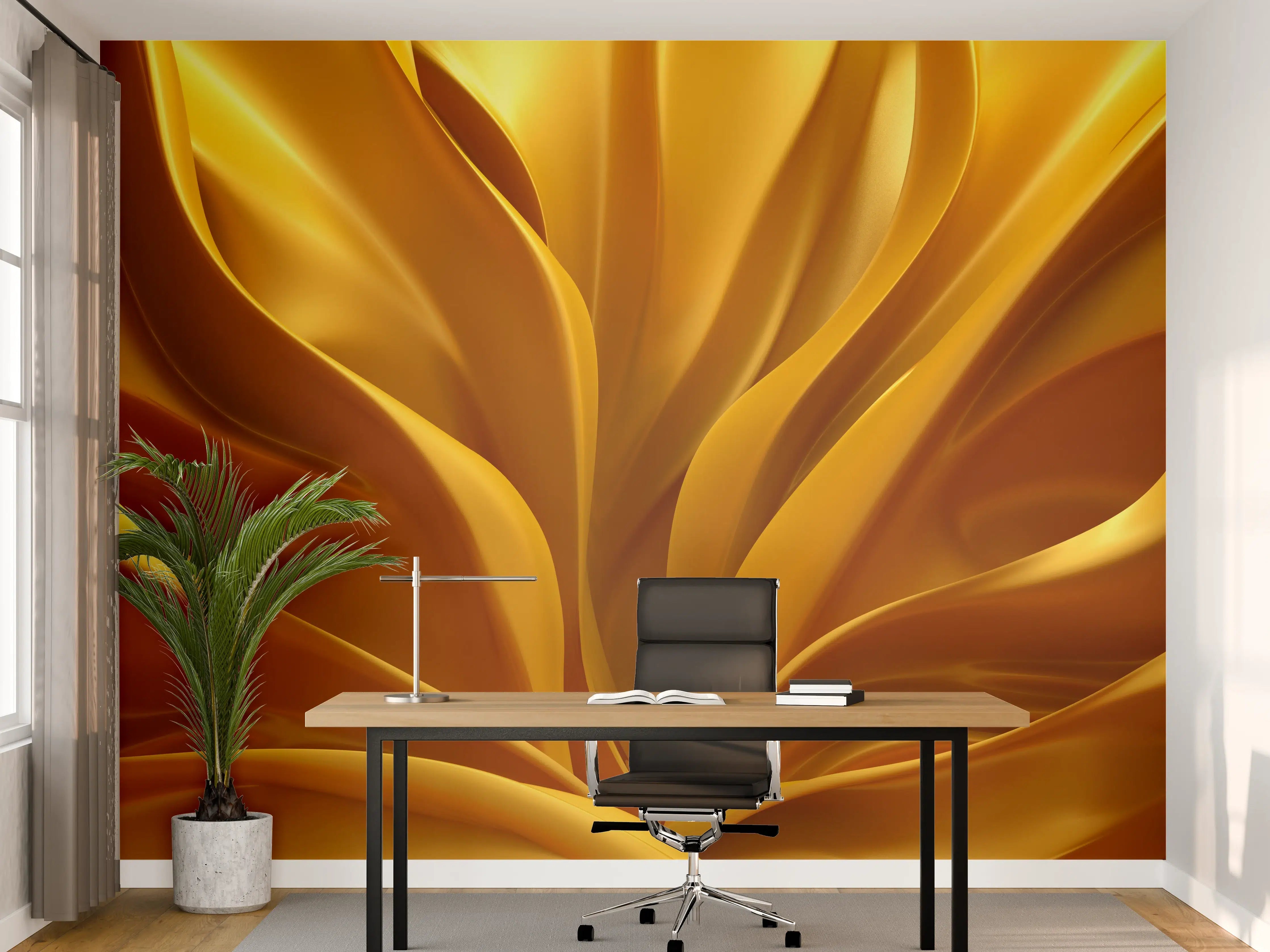Büro Wandgestaltung - Silberglanzene Wellenstruktur