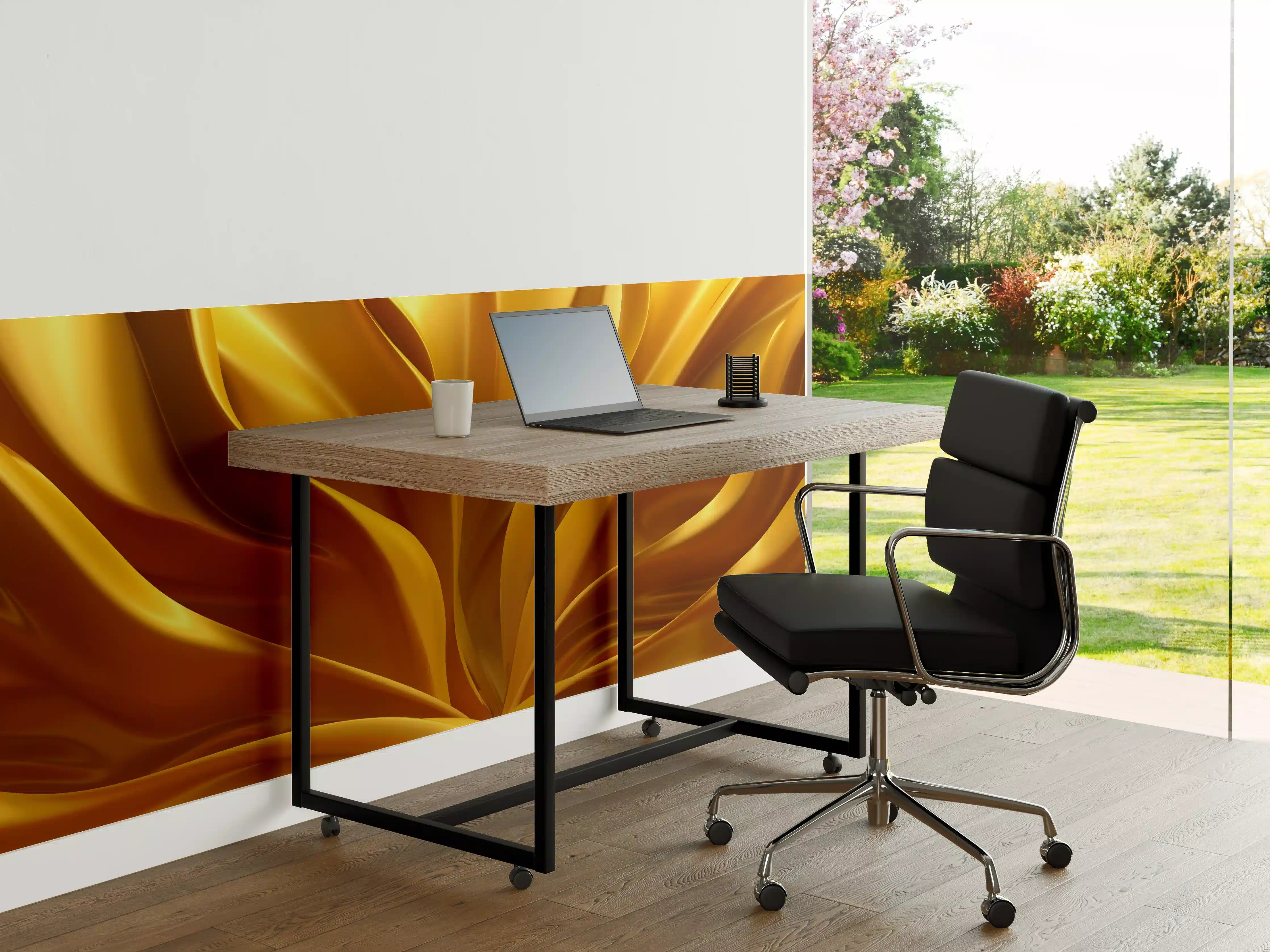 Büro Wandgestaltung - Silberglanzene Wellenstruktur