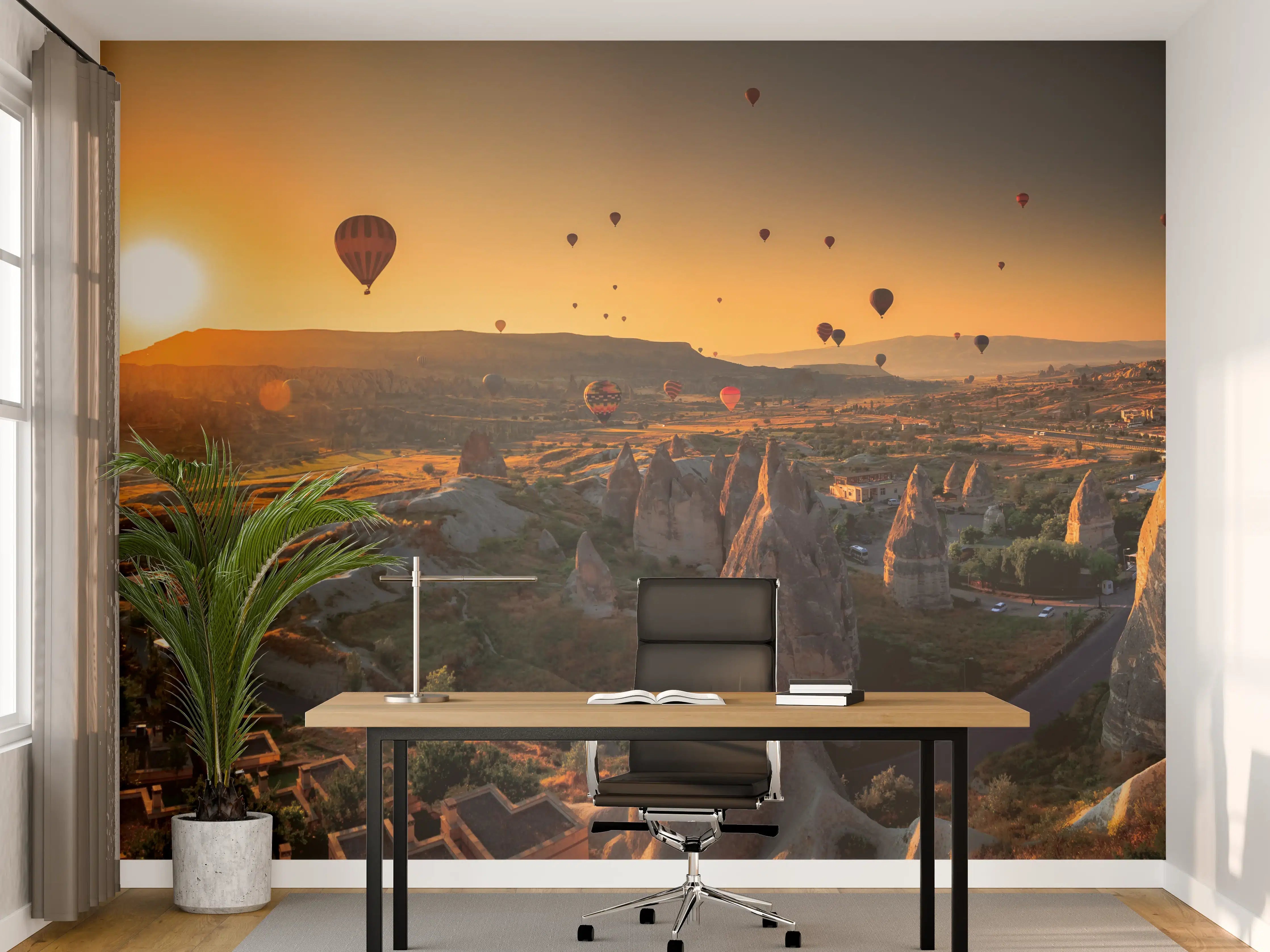 Büro Wandgestaltung - Silberne Heißluftballons im Dämmerlicht