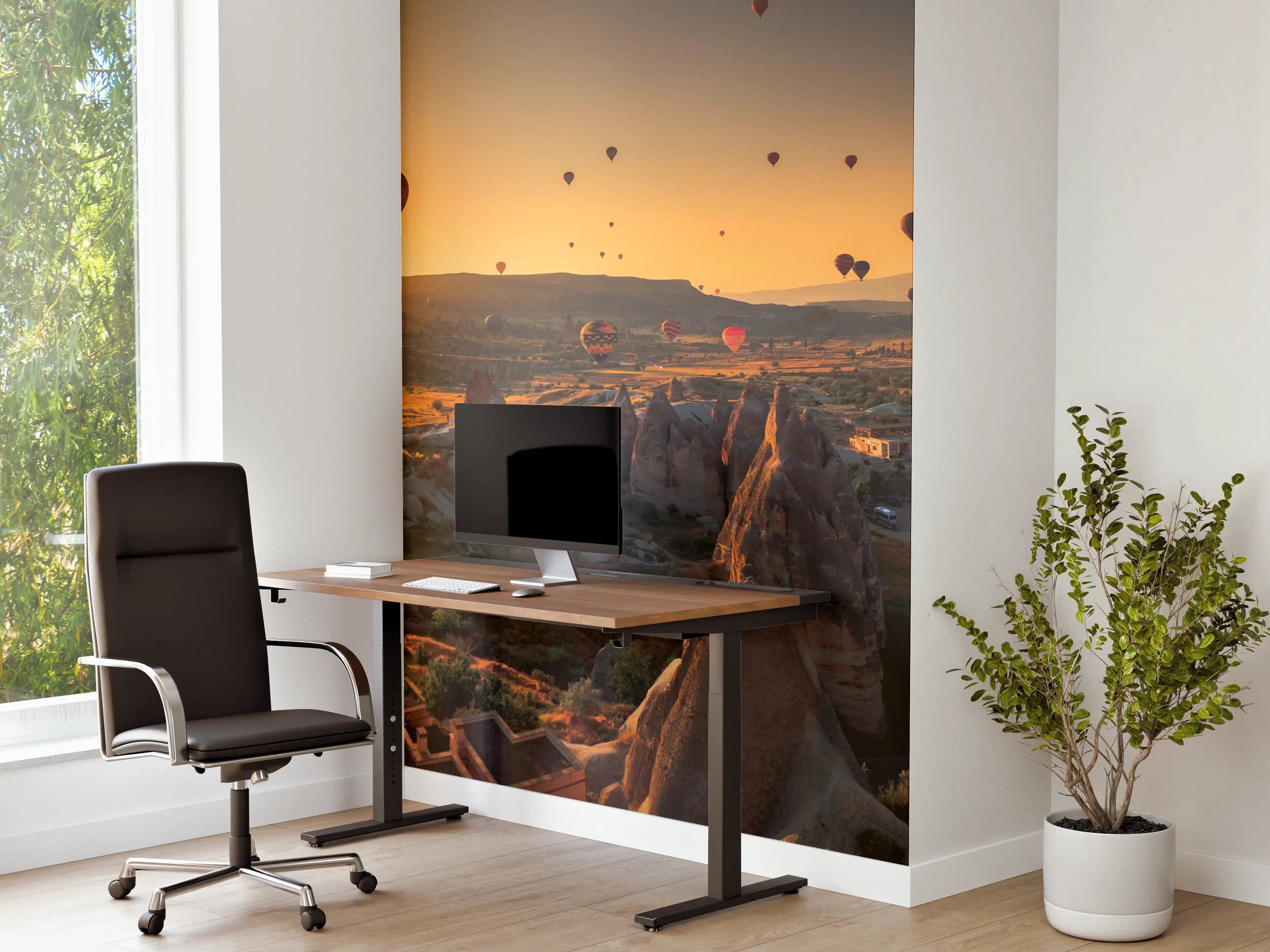 Büro Wandgestaltung - Silberne Heißluftballons im Dämmerlicht