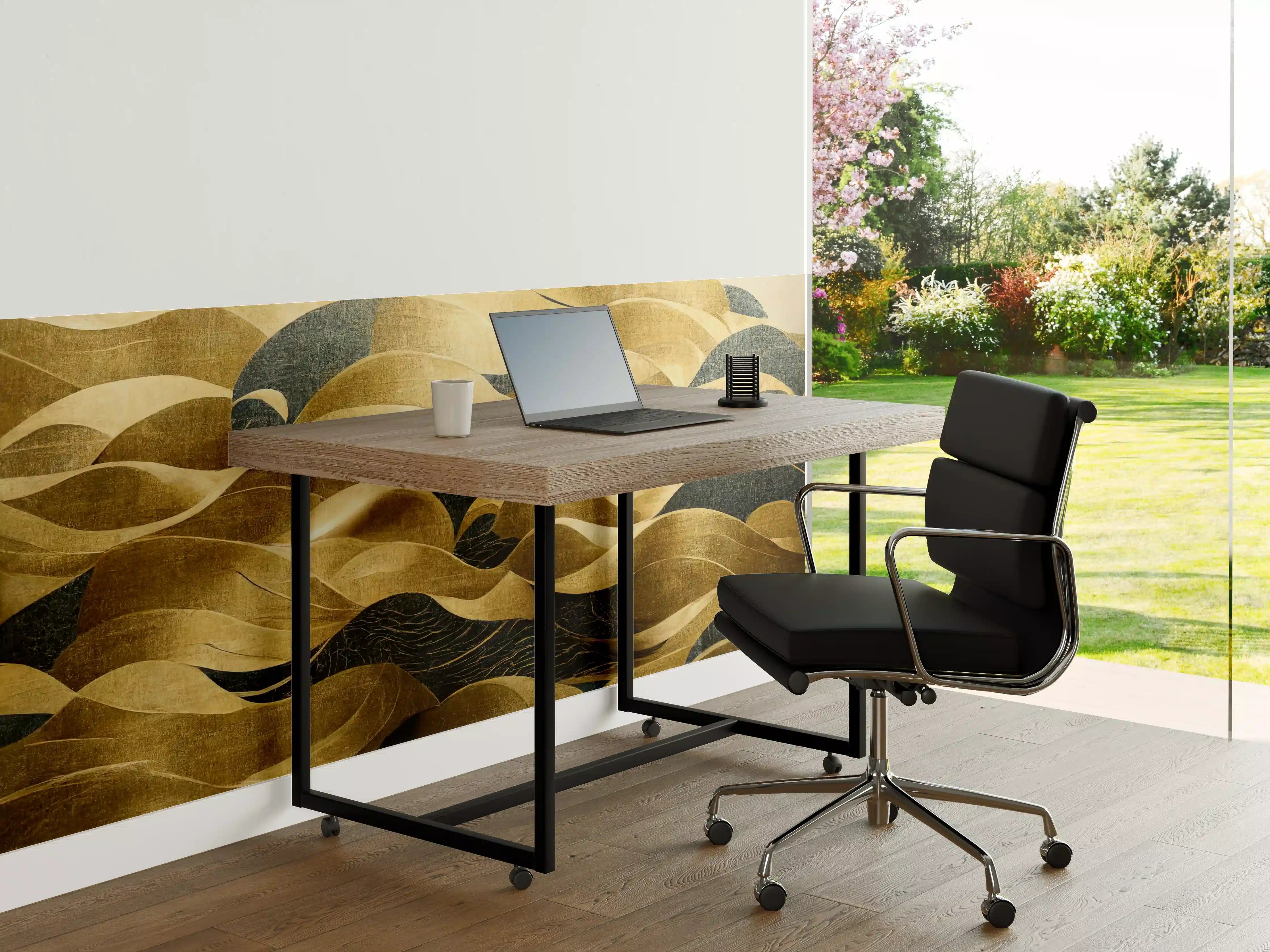 Büro Wandgestaltung - Silberne Wellen mit dunklem Glanz