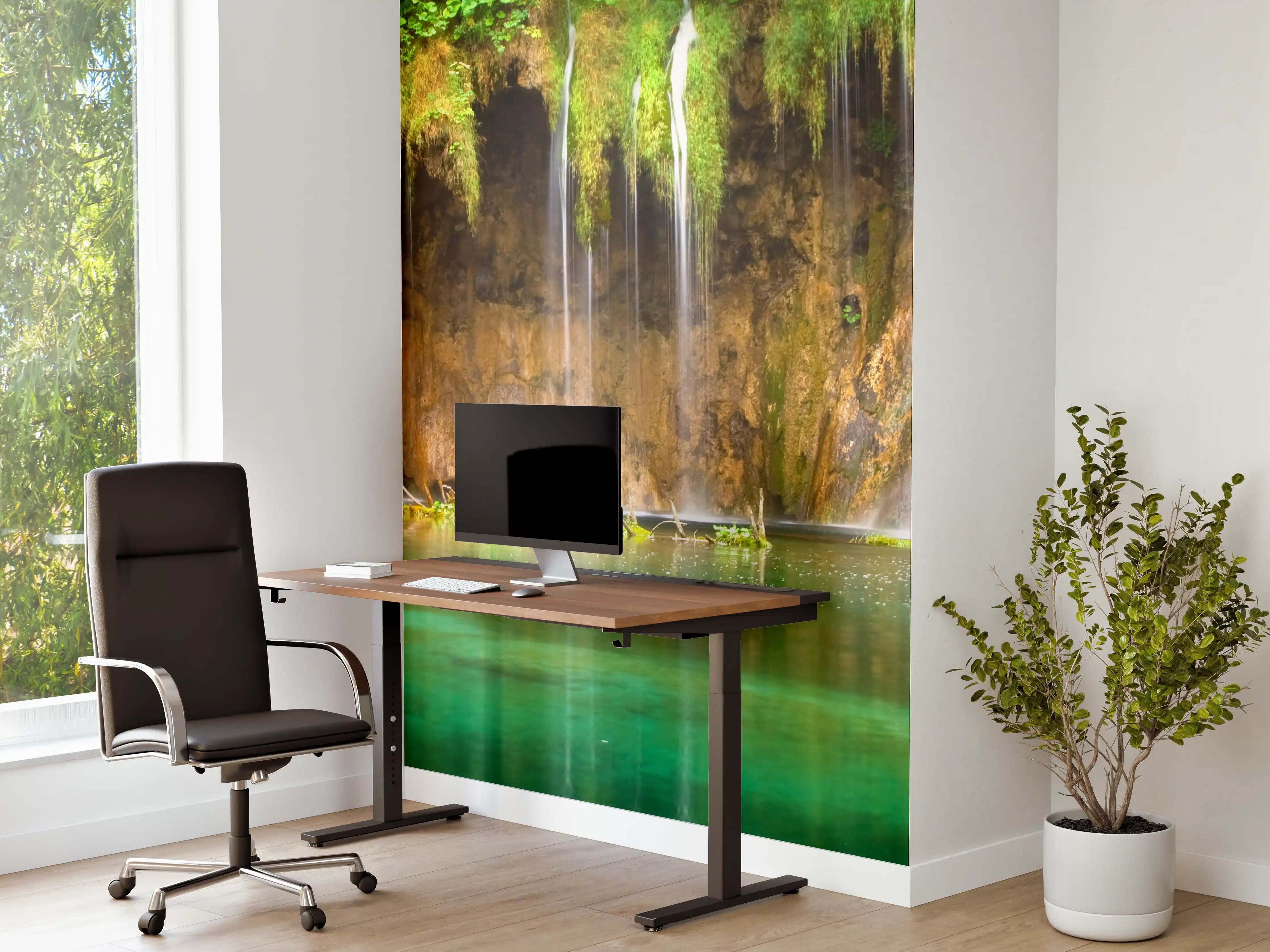 Büro Wandgestaltung - Silberner Wasserfall im Dschungel