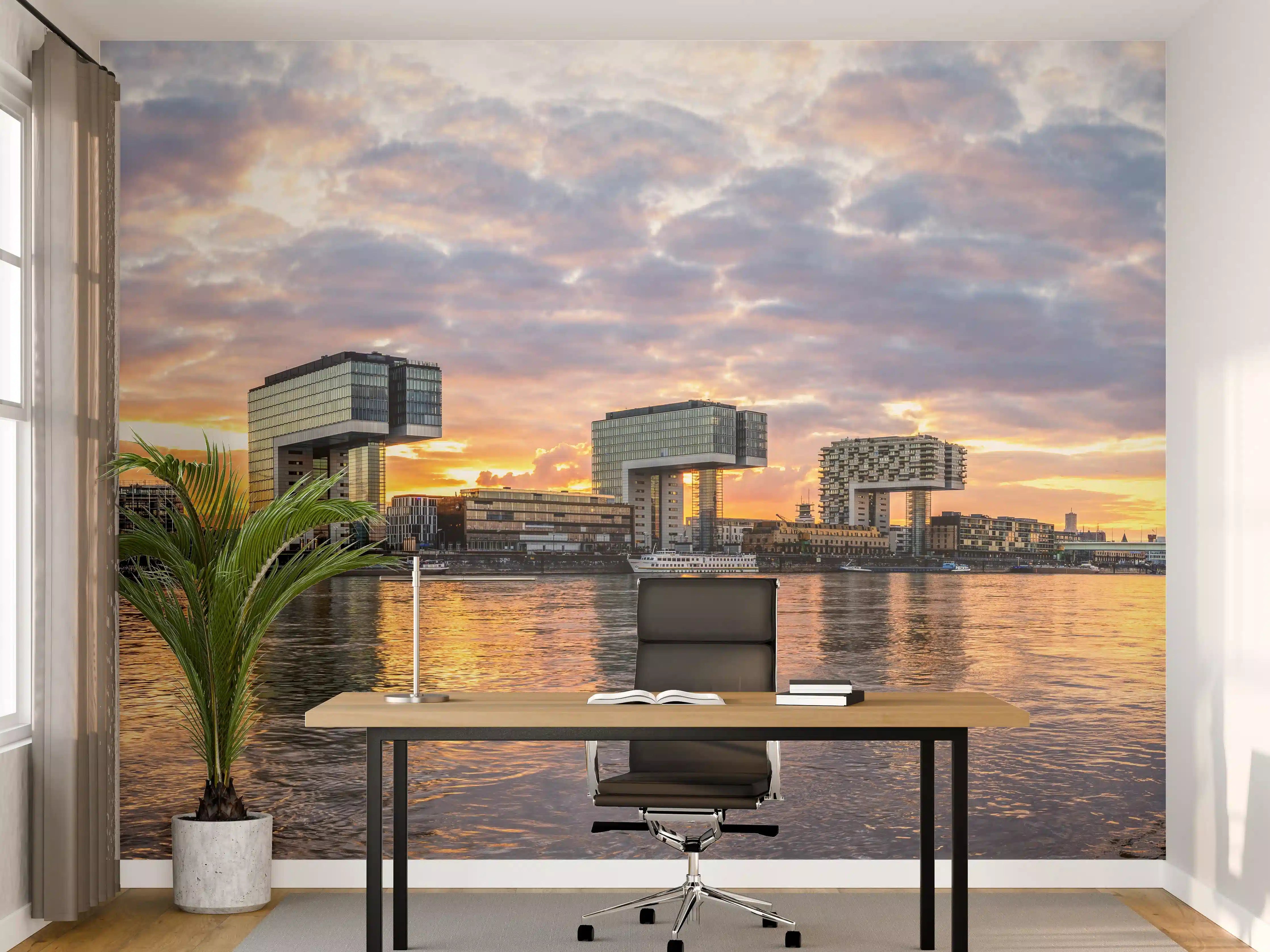 Büro Wandgestaltung - Skyline Köln mit Krankenhäuser