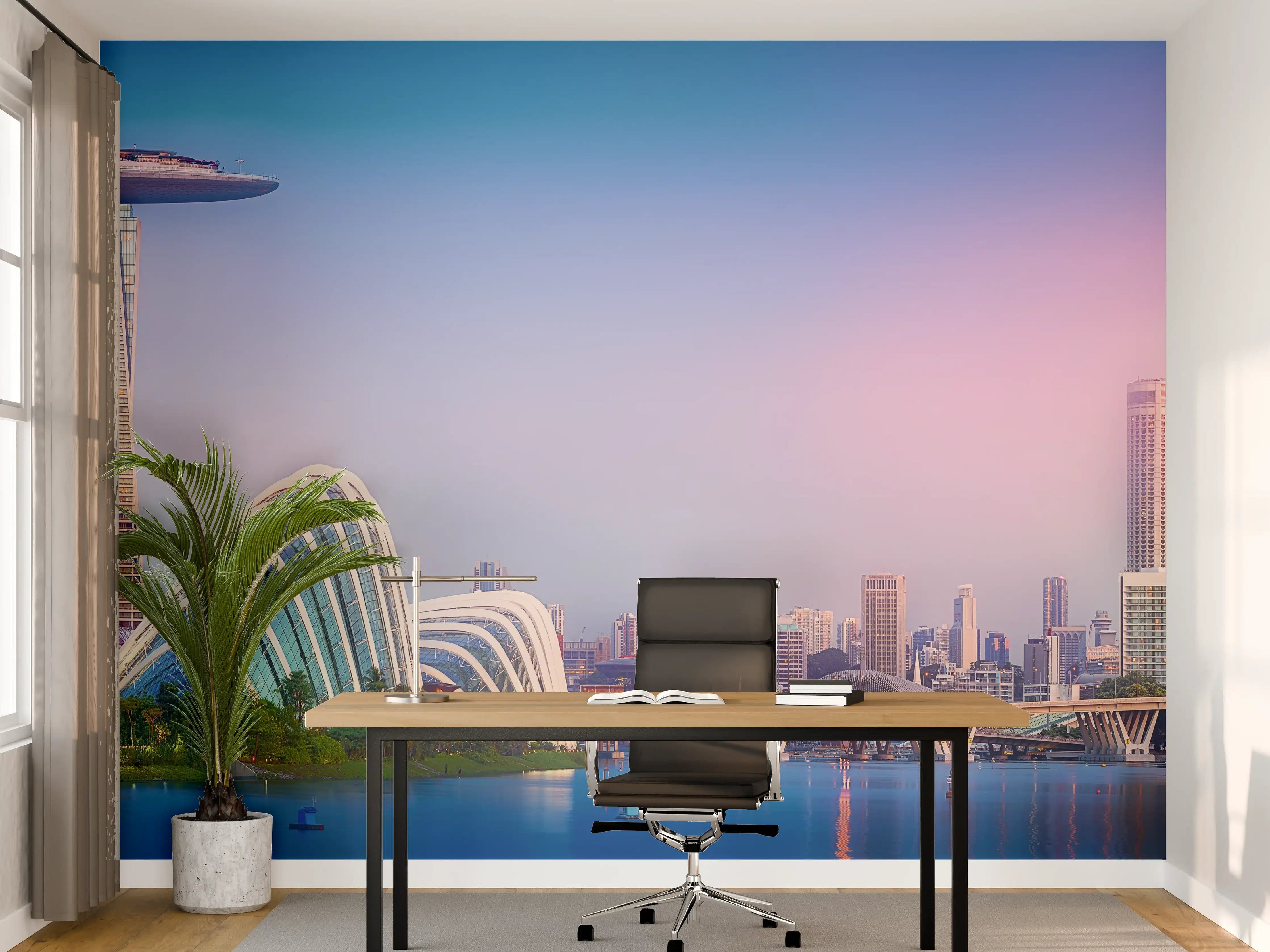 Büro Wandgestaltung - Skyline von Singapur