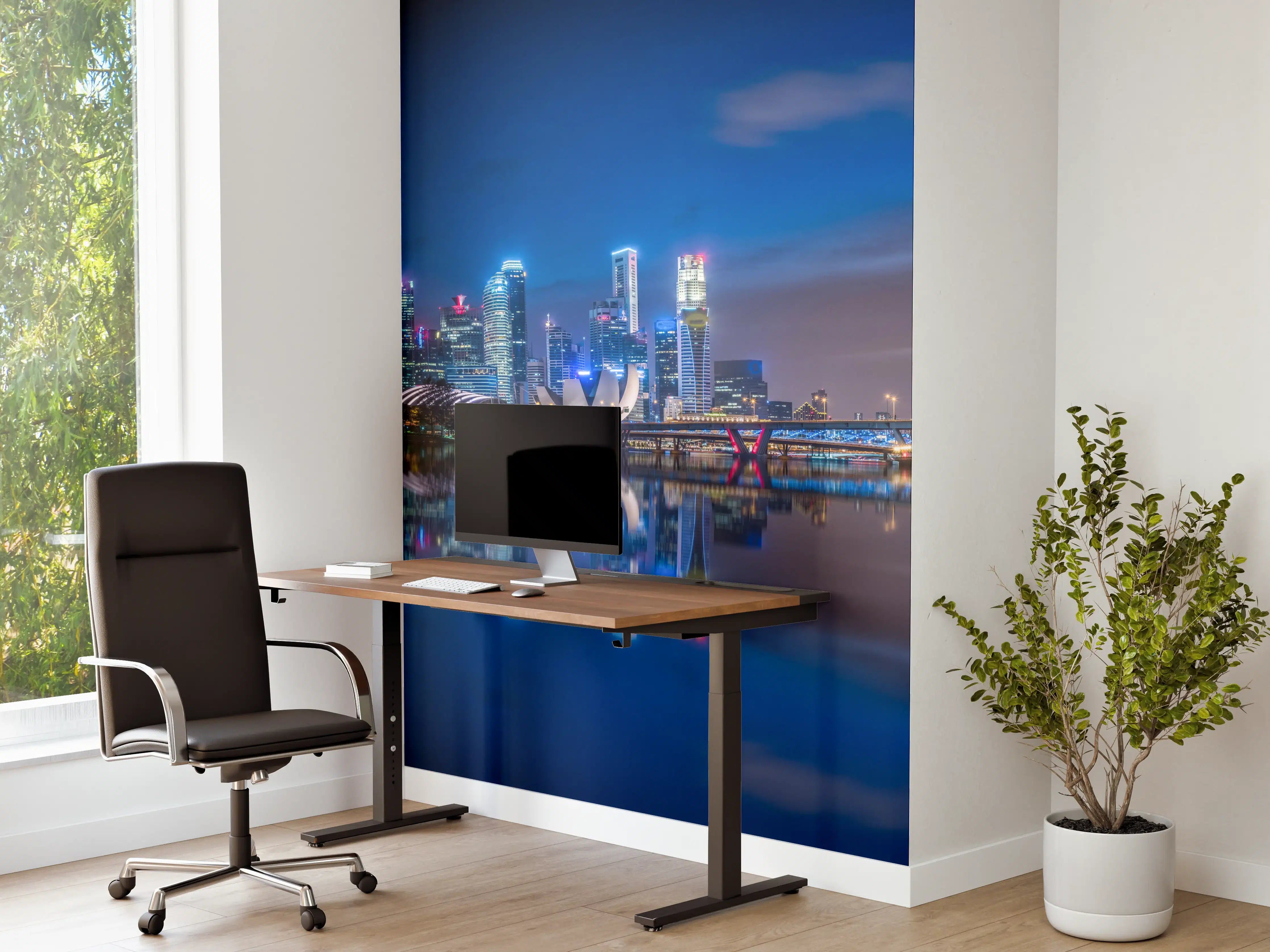 Büro Wandgestaltung - Skyline von Singapur und Blick auf den Wolkenkratzer