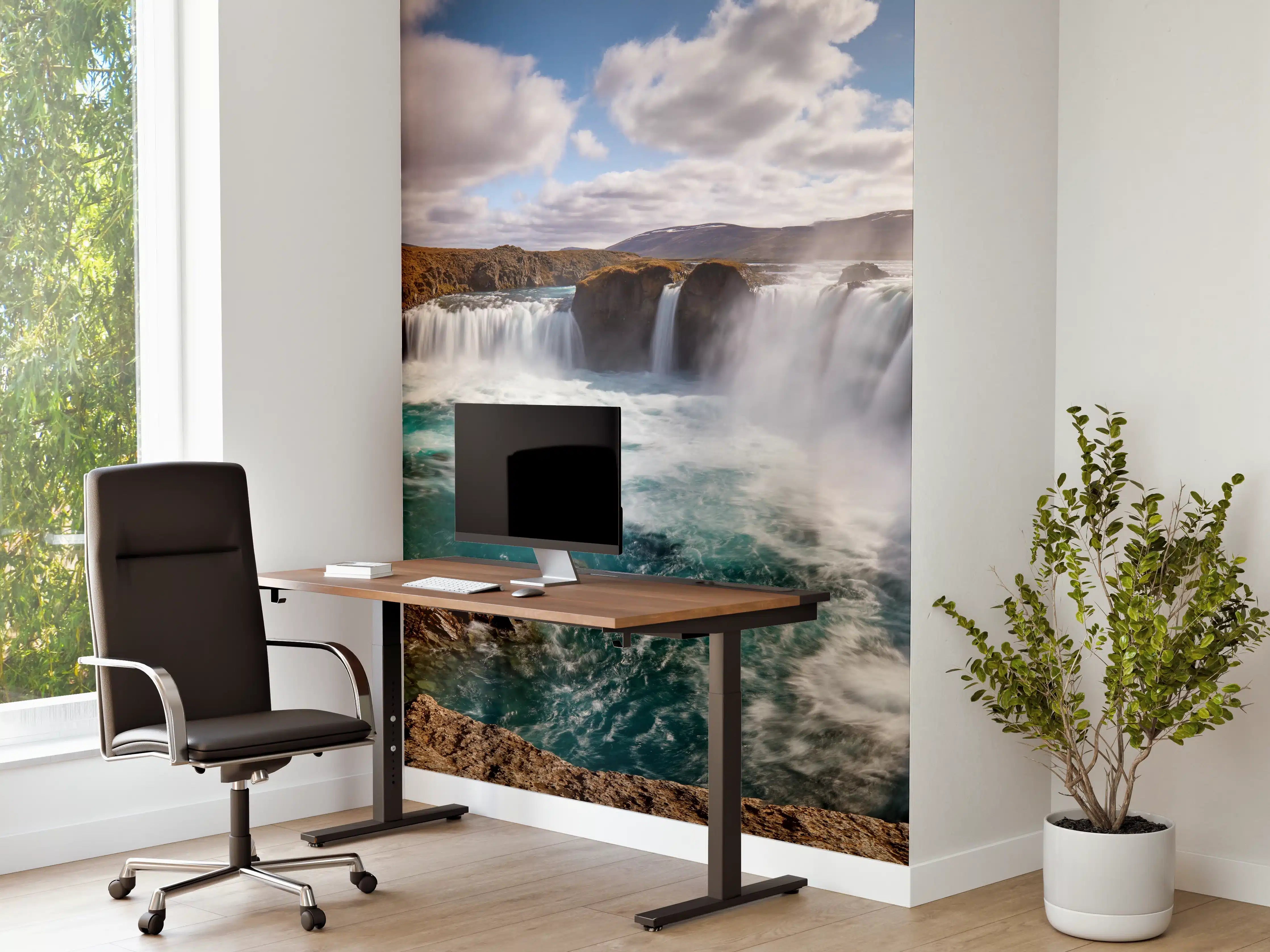 Büro Wandgestaltung - Sommerliche Wasserfall-Landschaft mit klarem Wasser