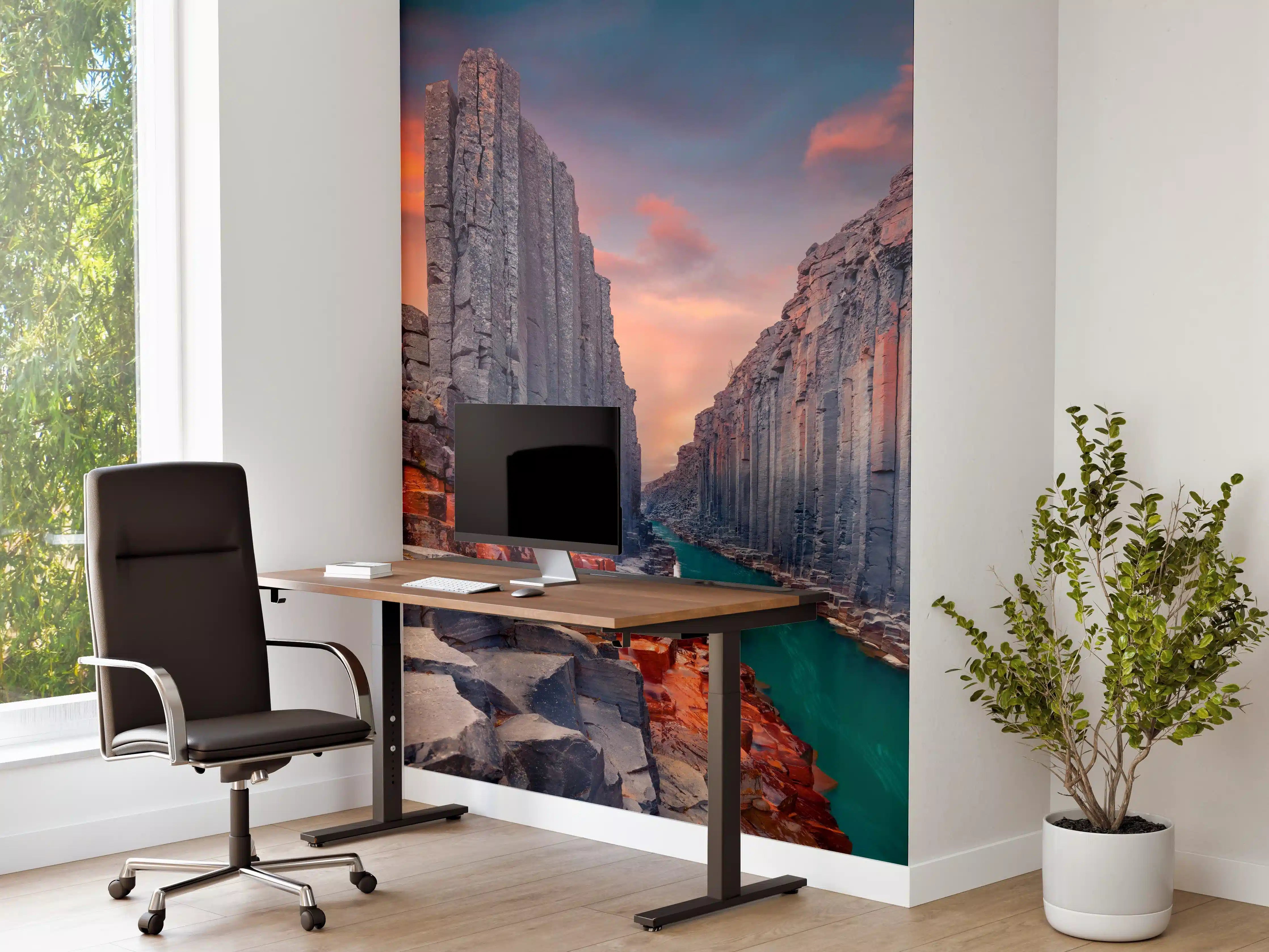 Büro Wandgestaltung - Sommerlicher Sonnenaufgang - Studlagil-Schlucht