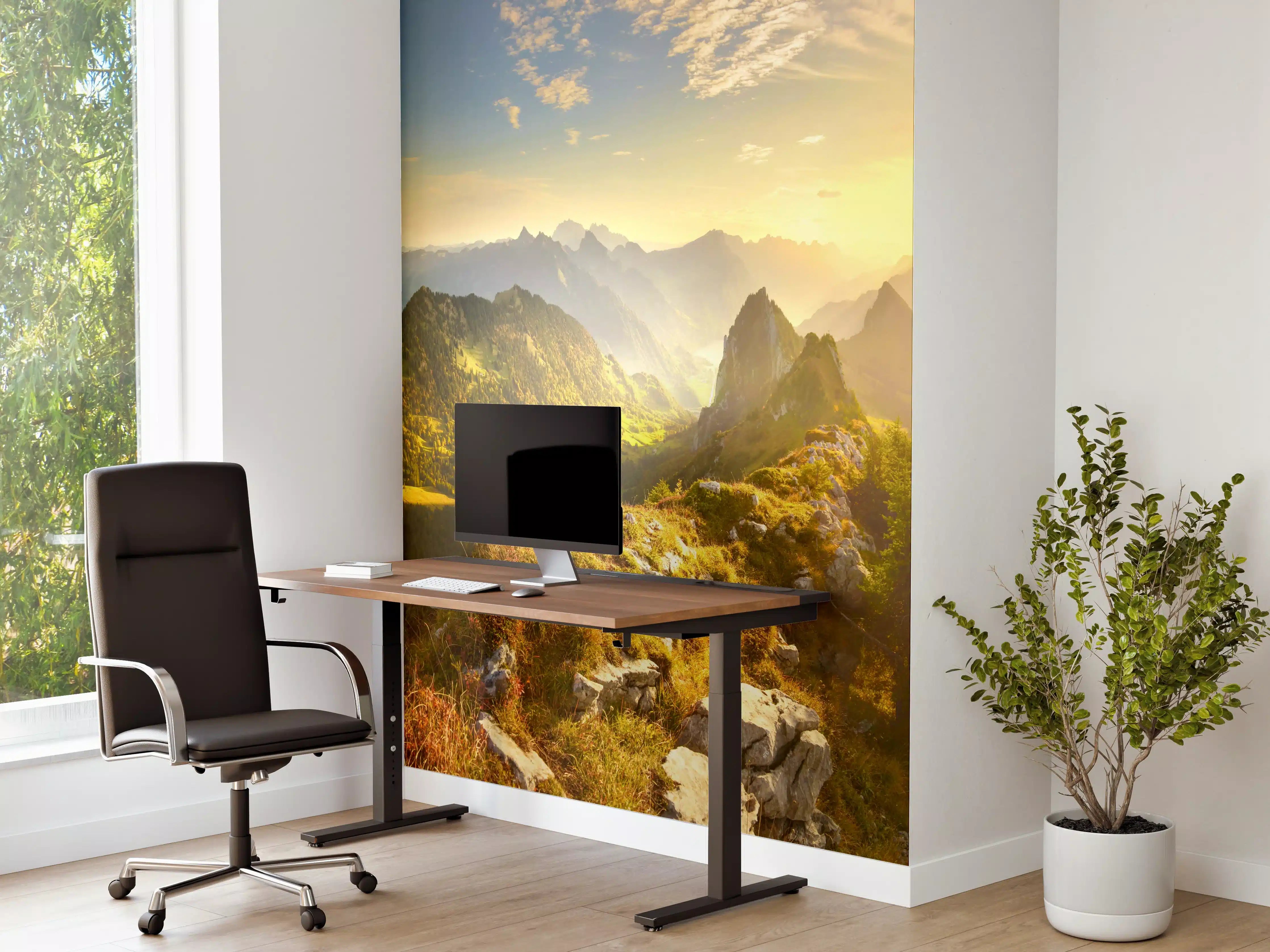 Büro Wandgestaltung - Sonnenaufgang über Schweizer Tal