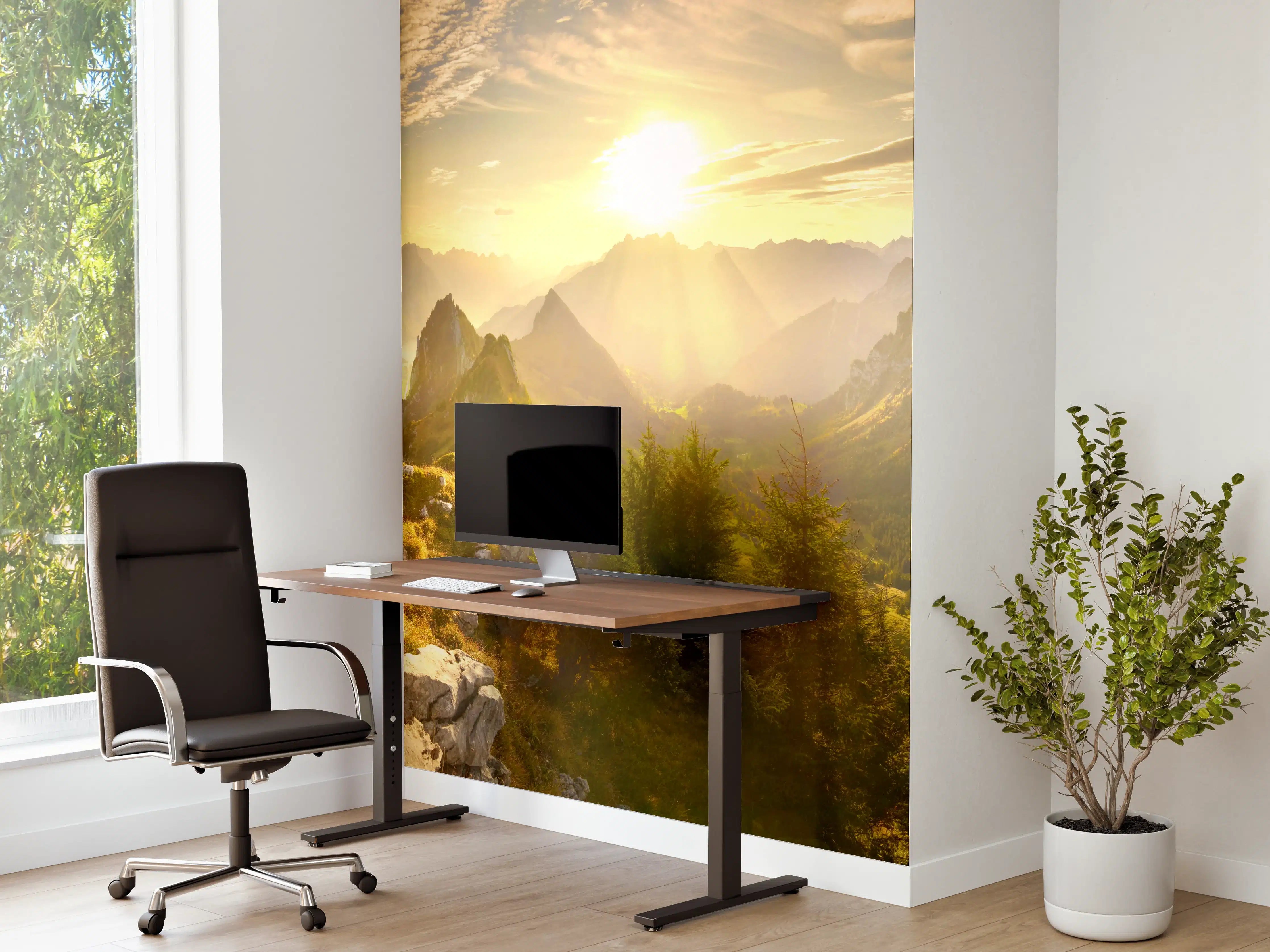 Büro Wandgestaltung - Sonnenaugang über Schweizer Alpen