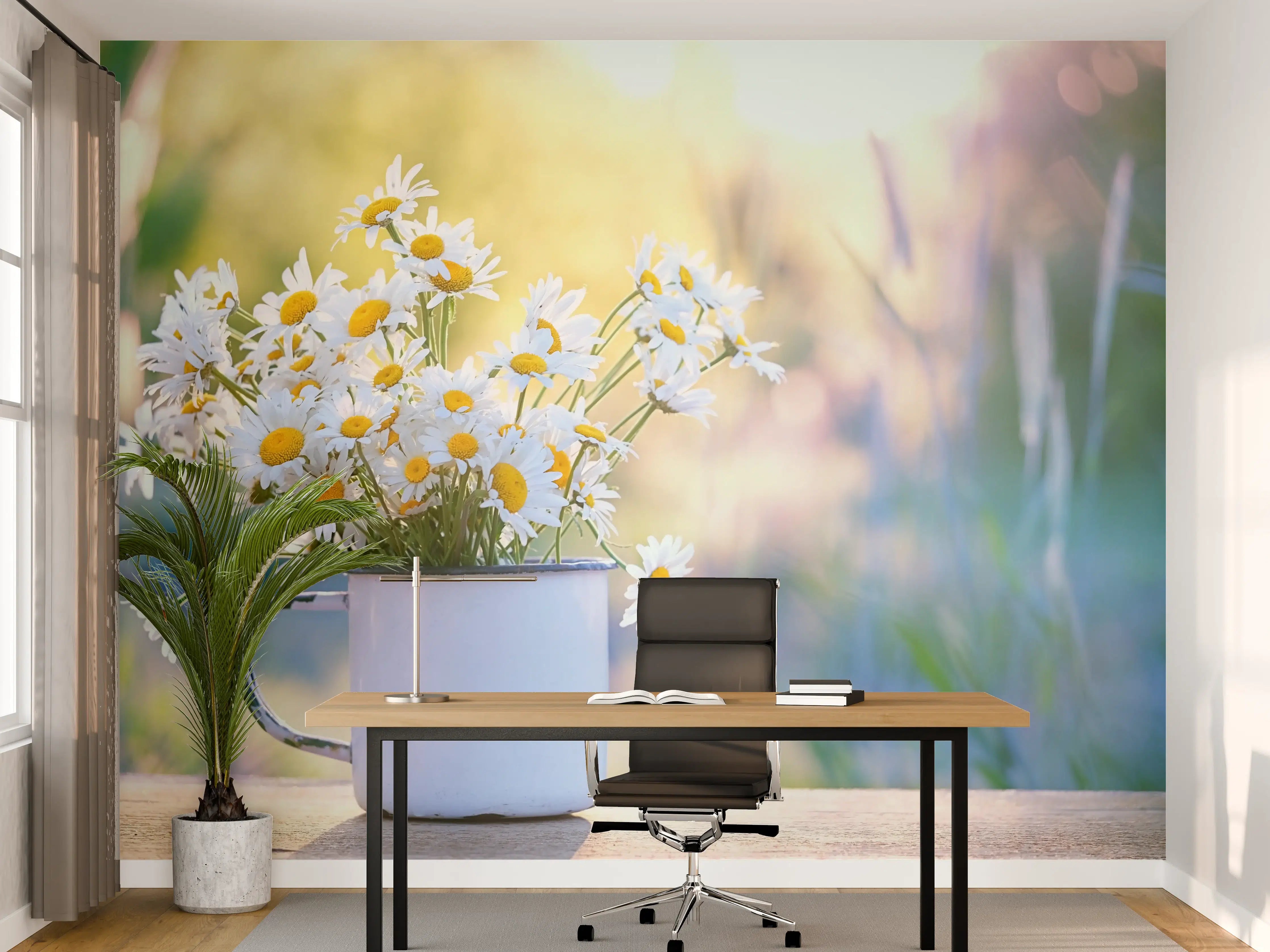 Büro Wandgestaltung - Sonnenbeschienene Gänseblümchen
