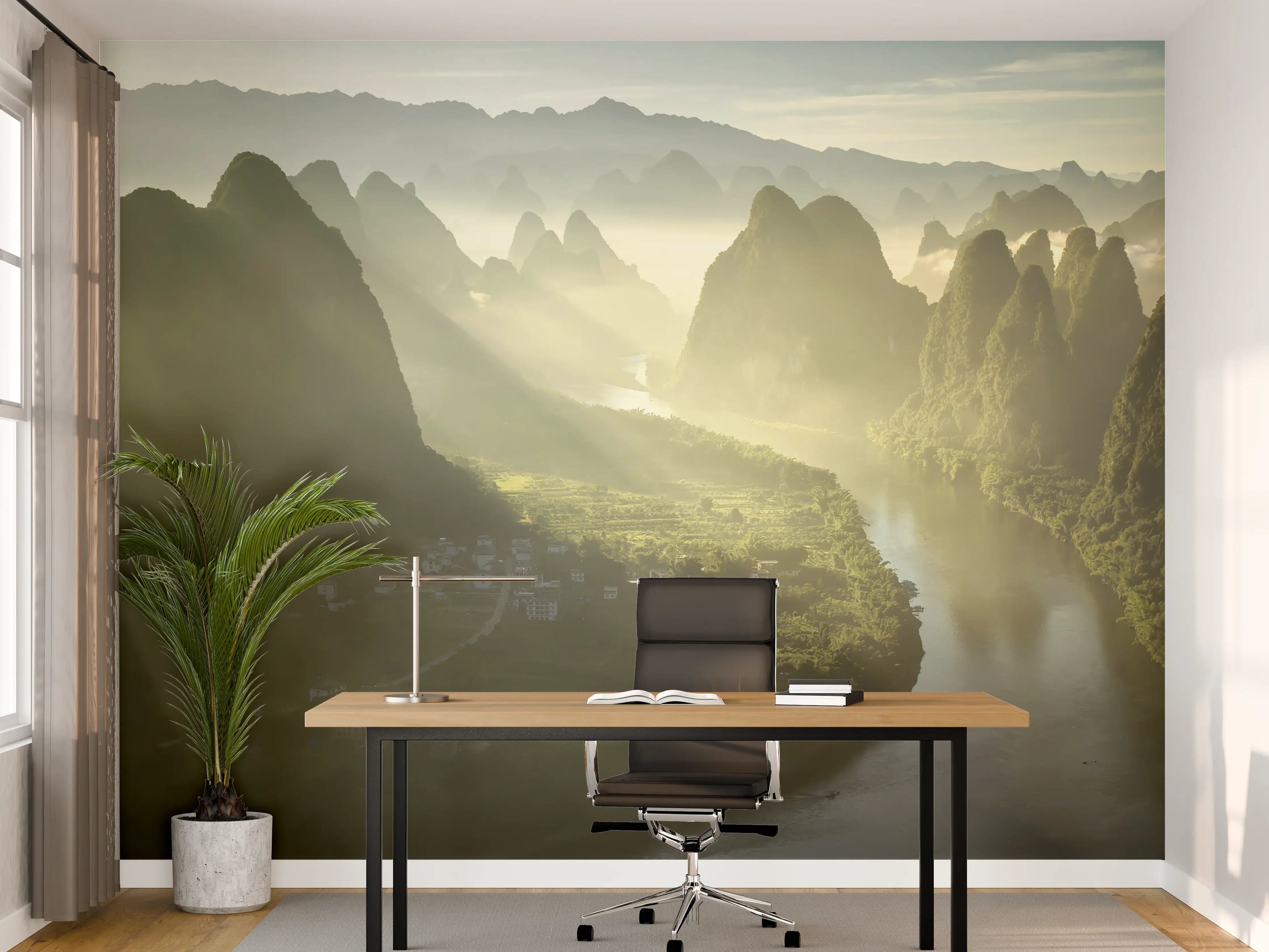 Büro Wandgestaltung - Sonnendurchflutete Li-Flusslandschaft