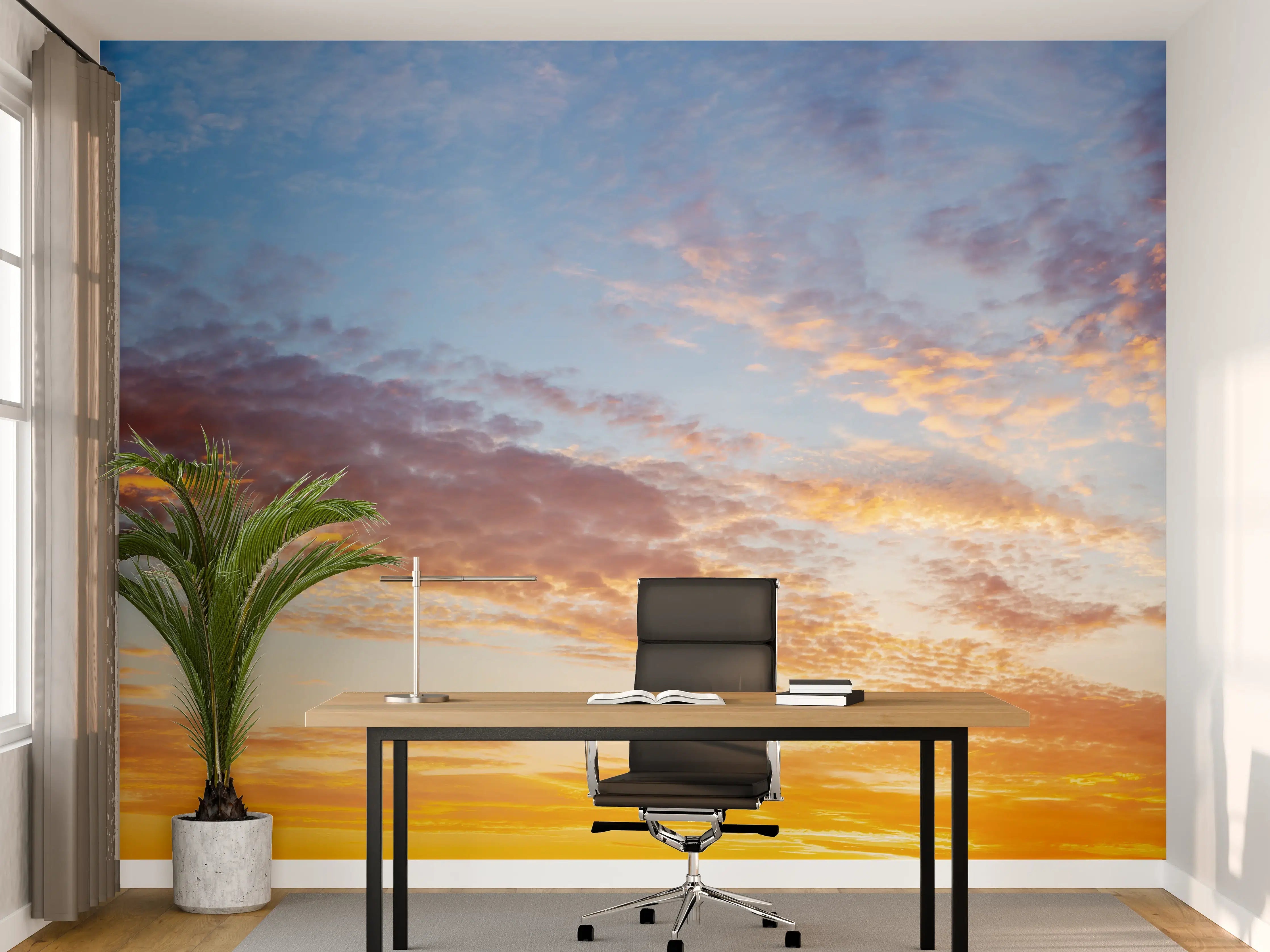 Büro Wandgestaltung - Sonnenuntergang Panorama Blau-Orange