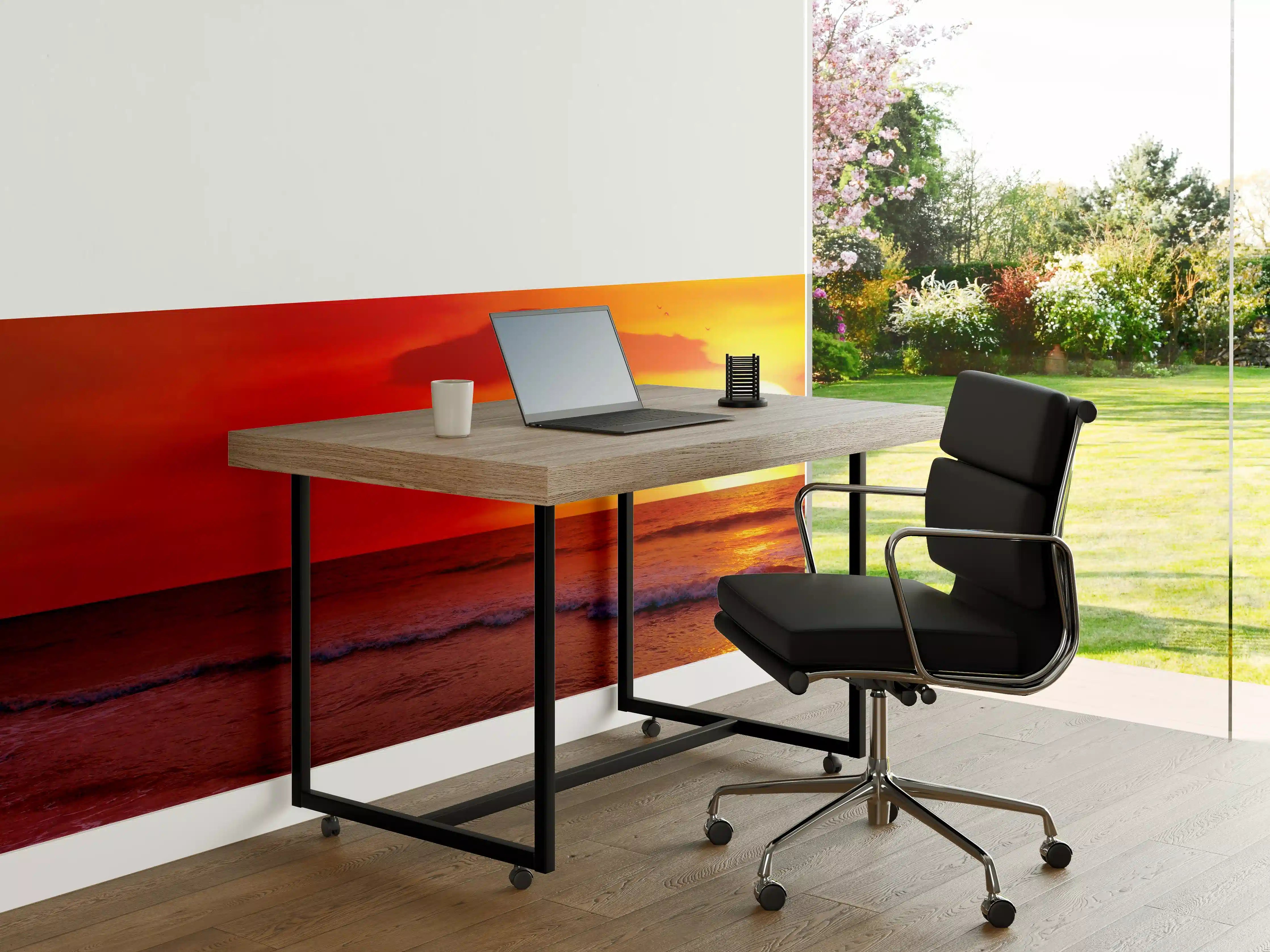 Büro Wandgestaltung - Sonnenuntergang am Meer mit warmen Farbtönen