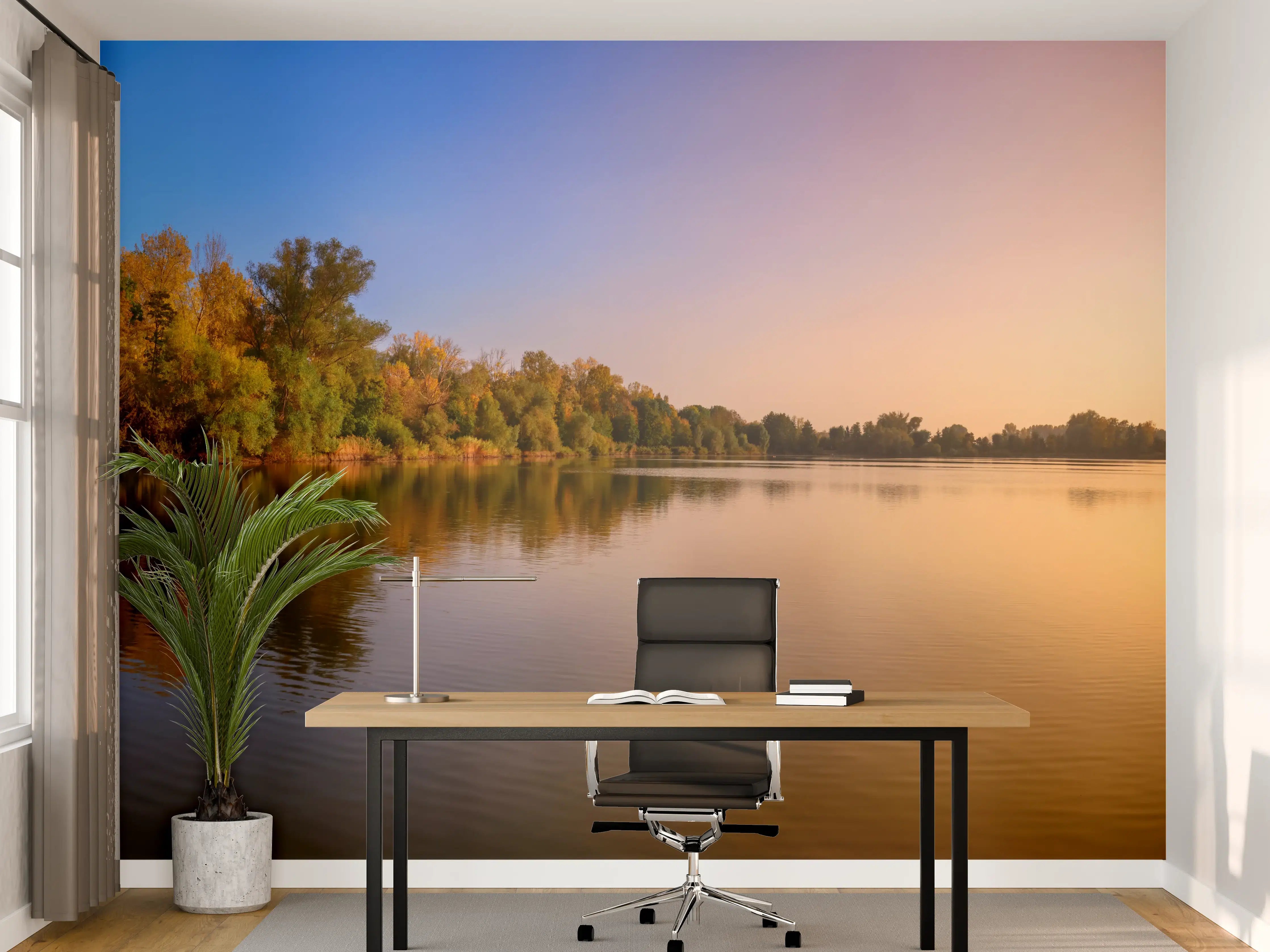 Büro Wandgestaltung - Sonnenuntergang am See