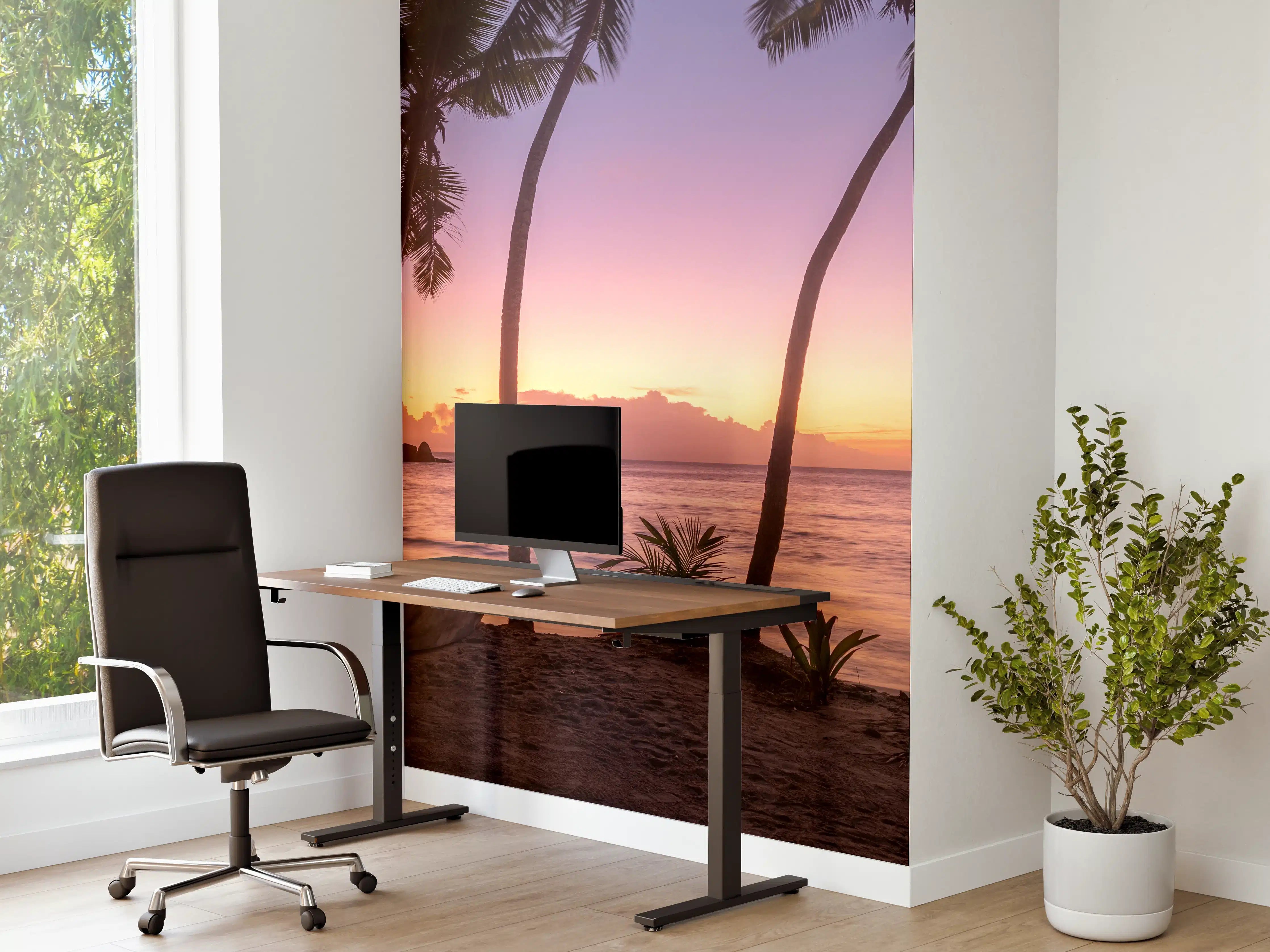 Büro Wandgestaltung - Sonnenuntergang am Strand Anse Takamaka