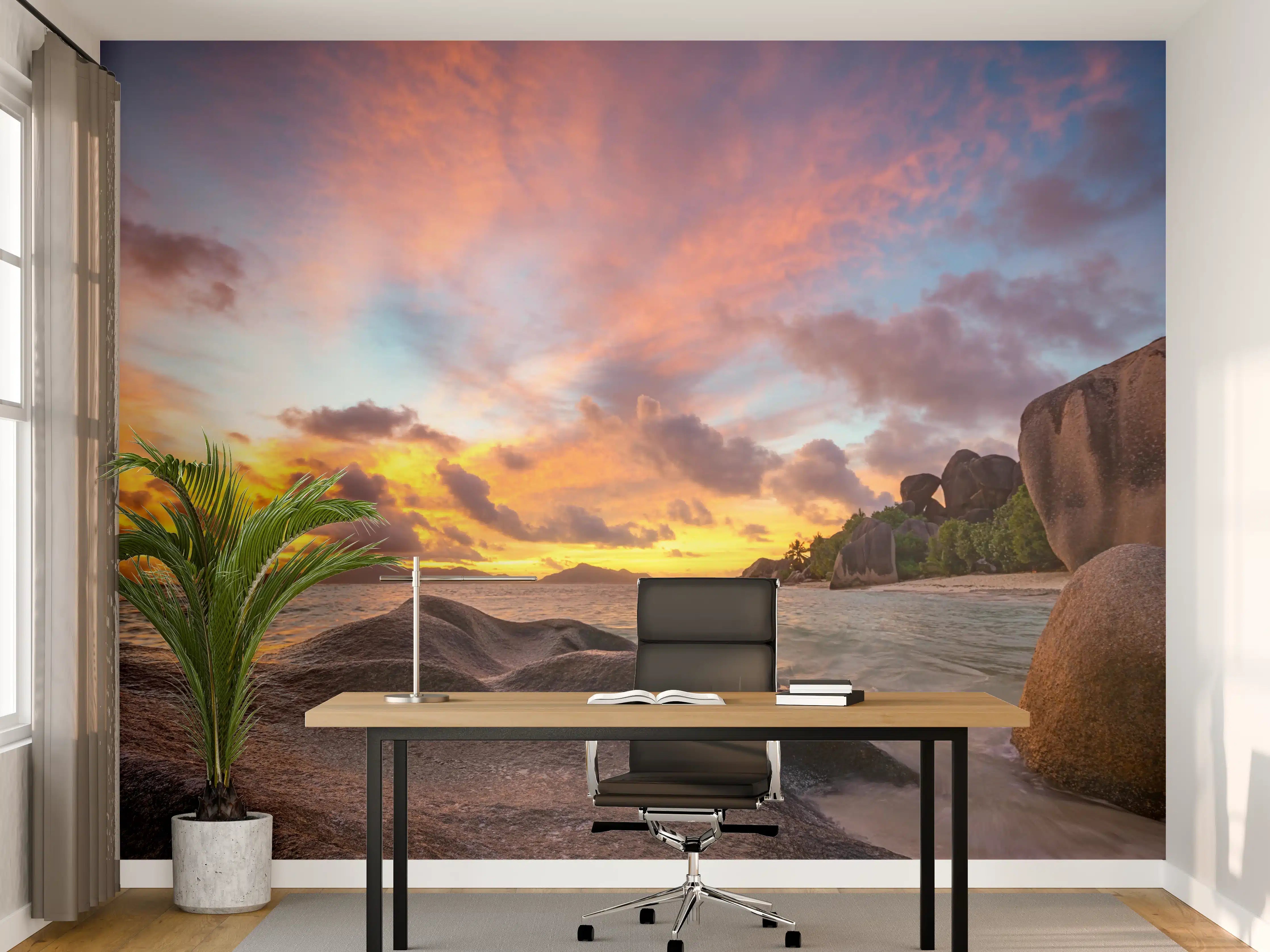 Büro Wandgestaltung - Sonnenuntergang am tropischen Strand
