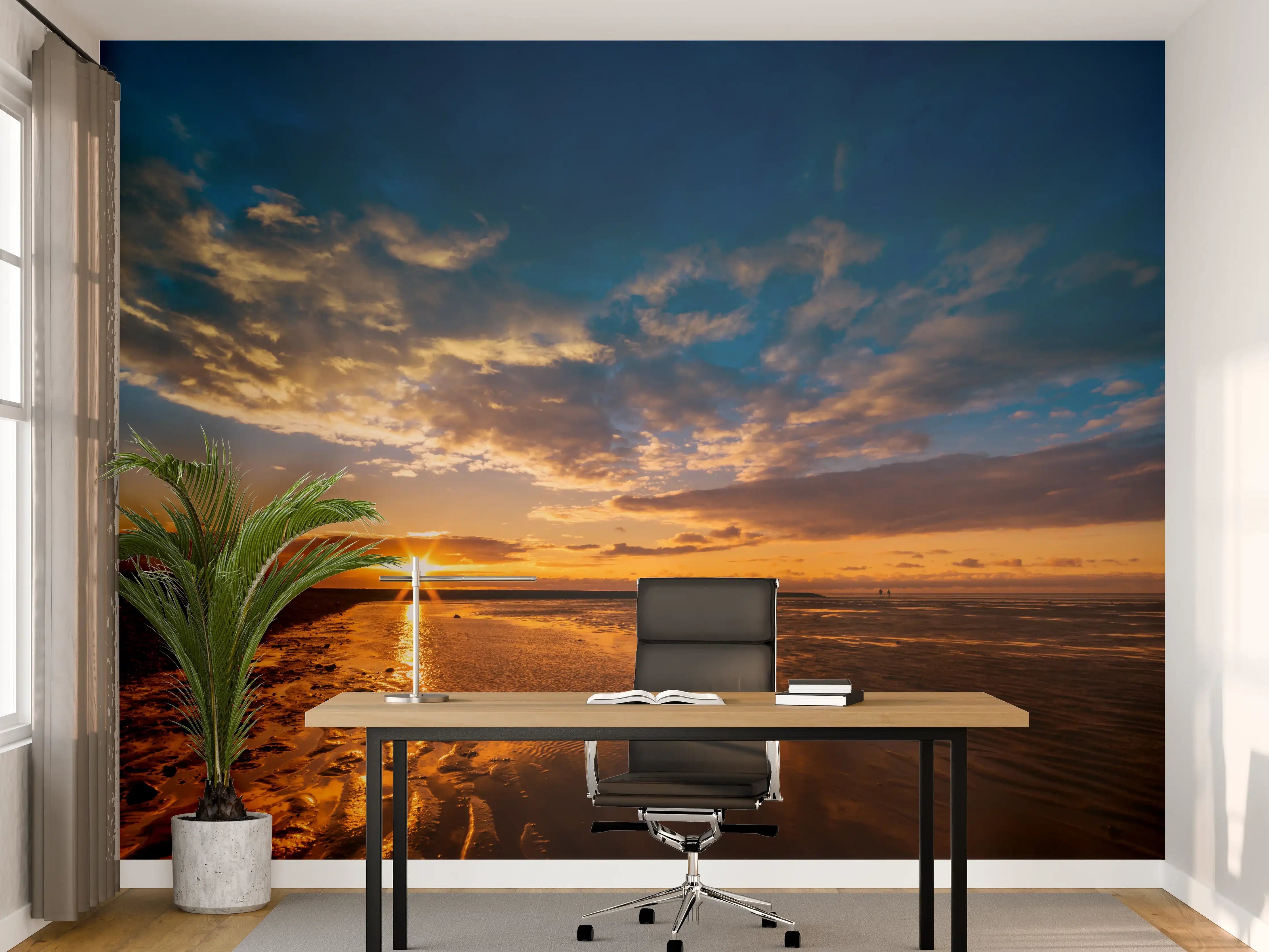 Büro Wandgestaltung - Sonnenuntergang an der Nordsee