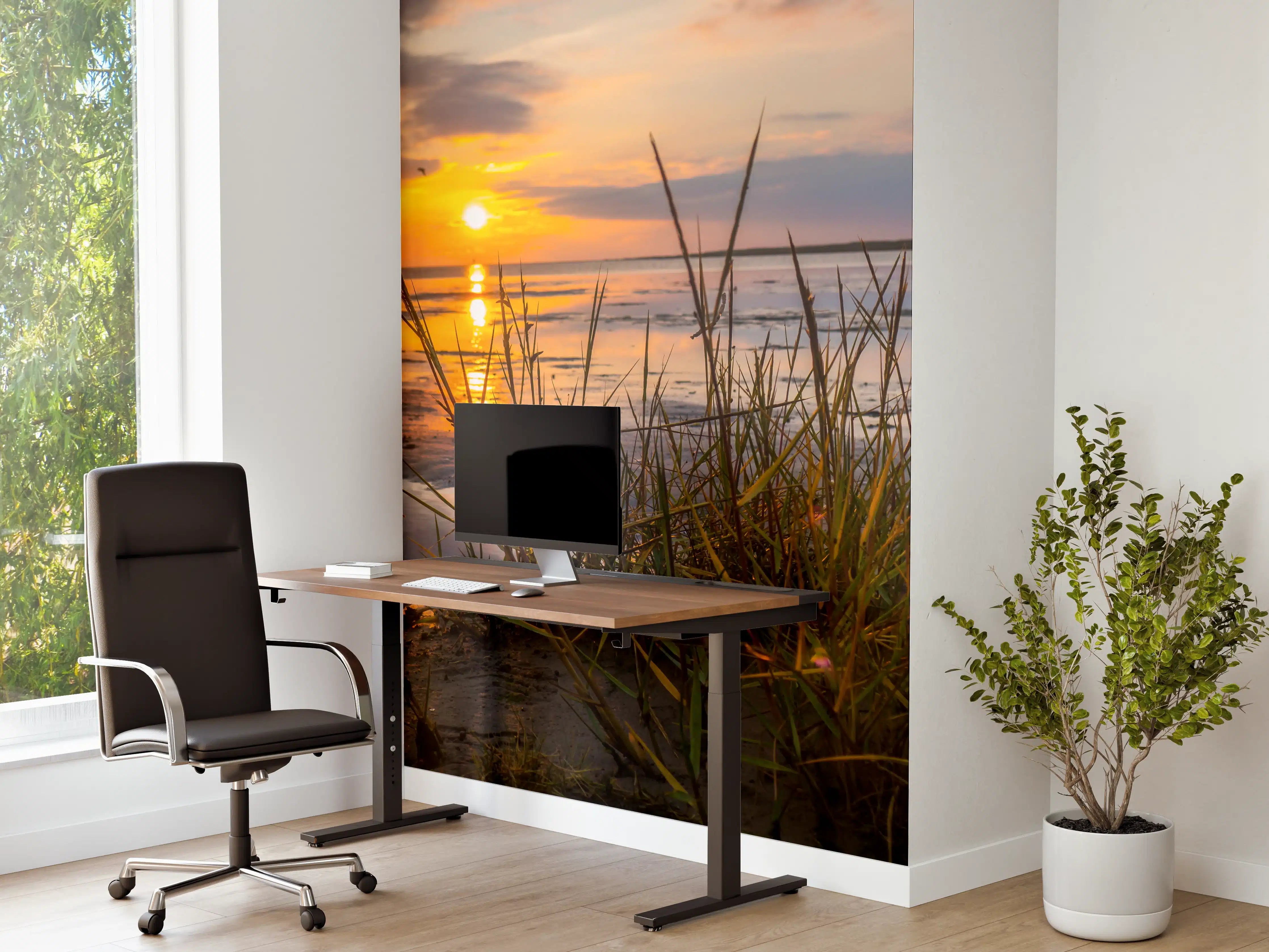Büro Wandgestaltung - Sonnenuntergang im Wattenmeer an der Nordsee