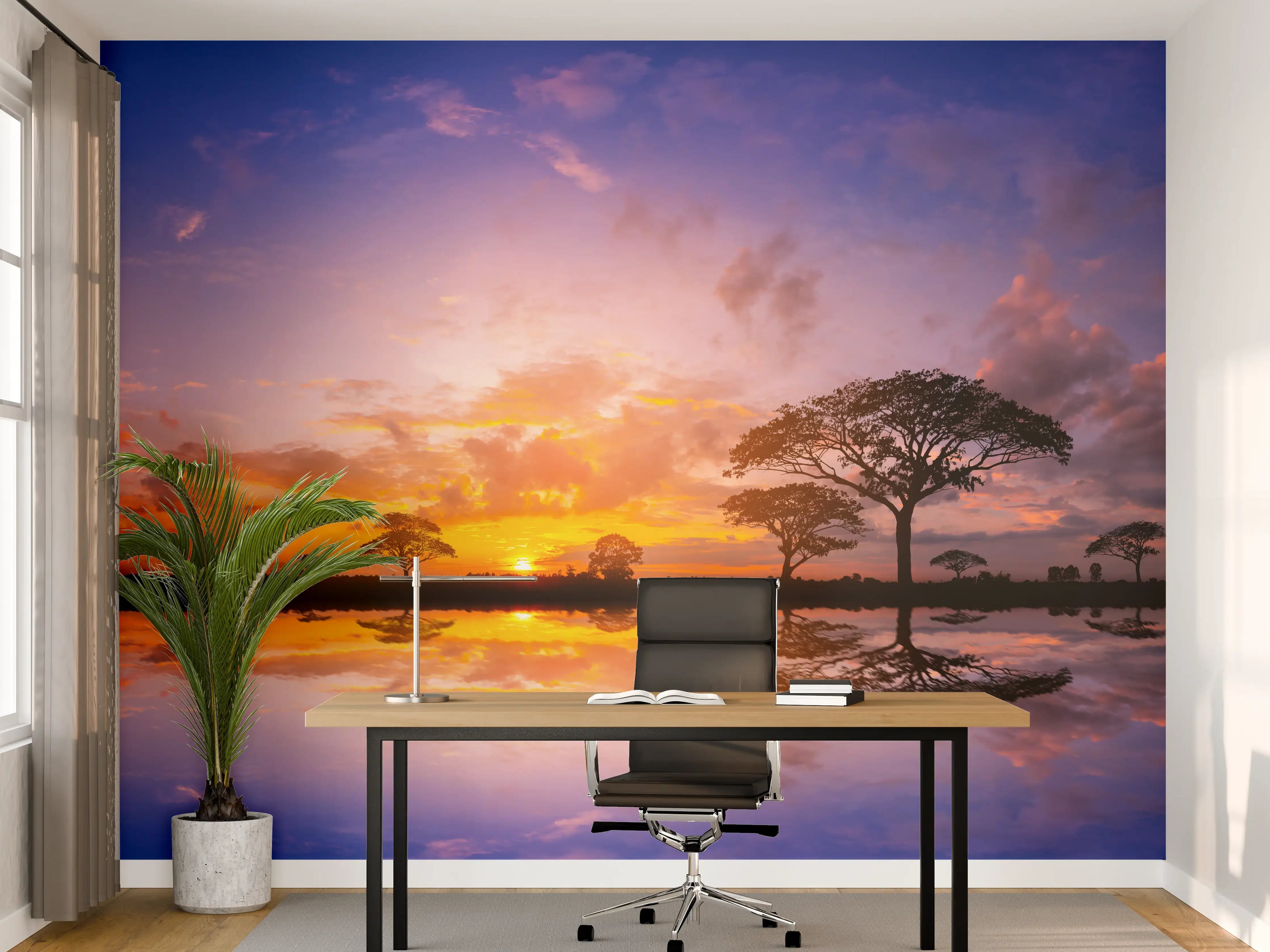 Büro Wandgestaltung - Sonnenuntergang in Afrika