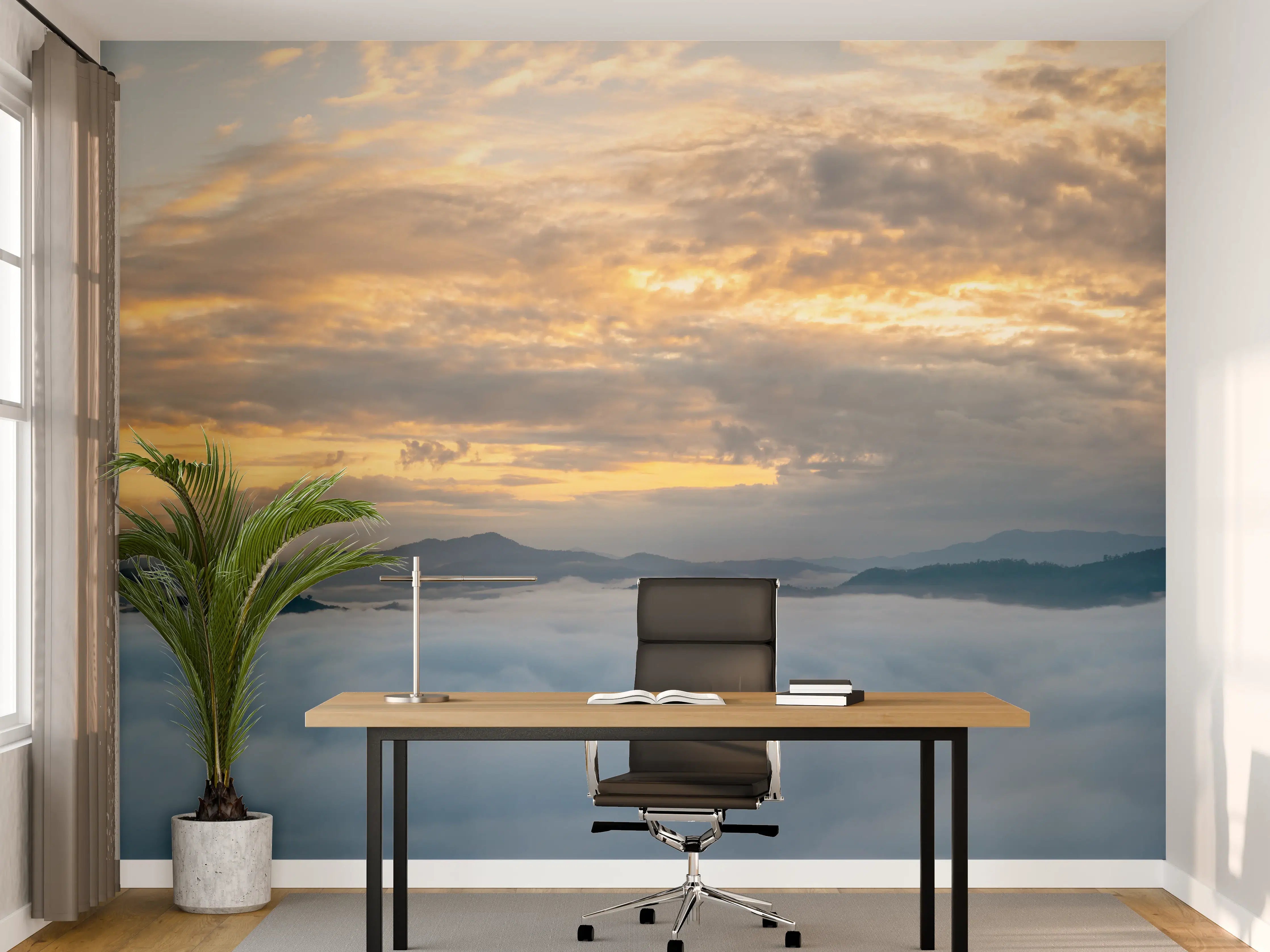 Büro Wandgestaltung - Sonnenuntergang über Wolkenmeer