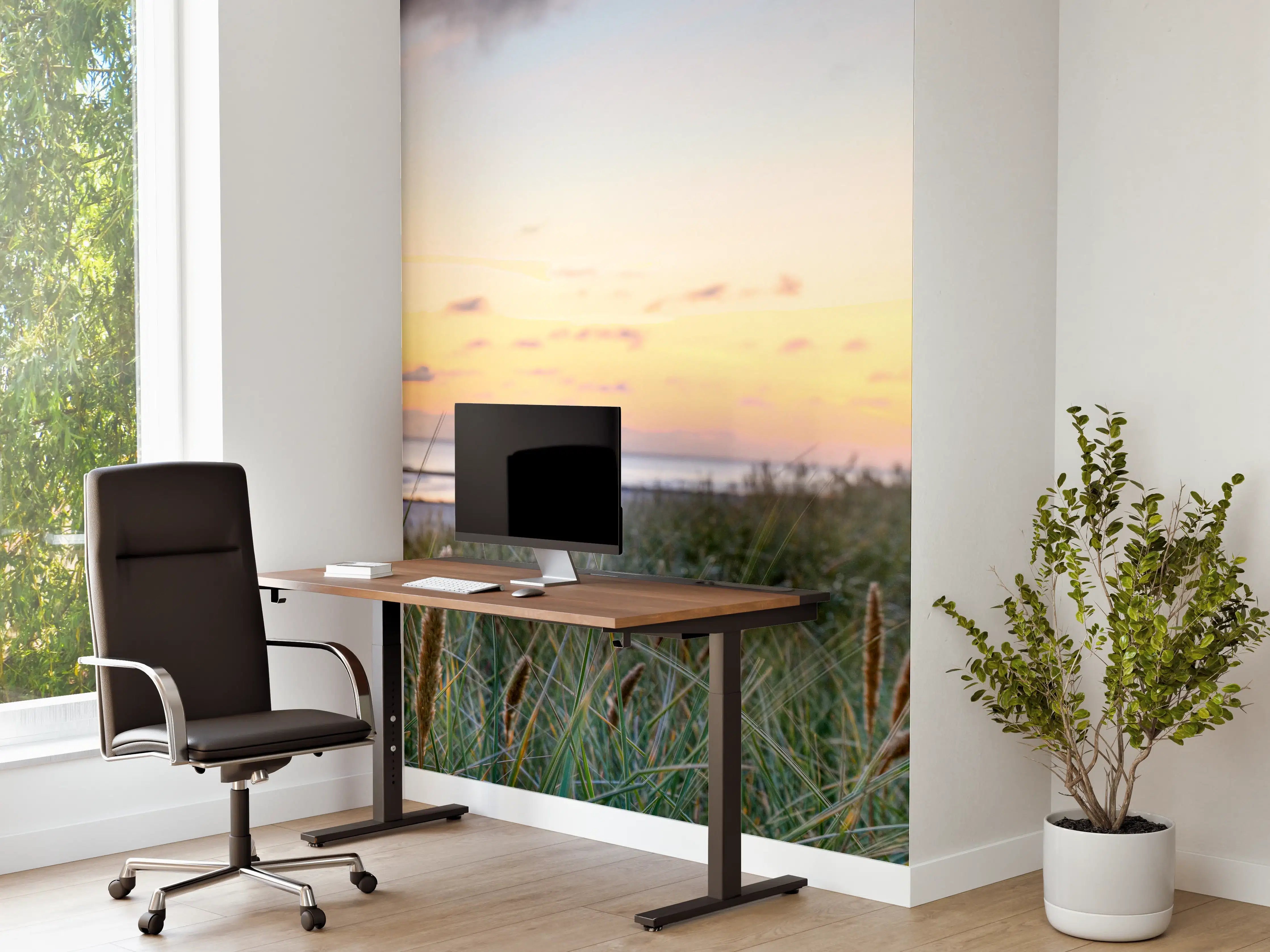 Büro Wandgestaltung - Sonnenuntergang über dem Strand mit Dünen