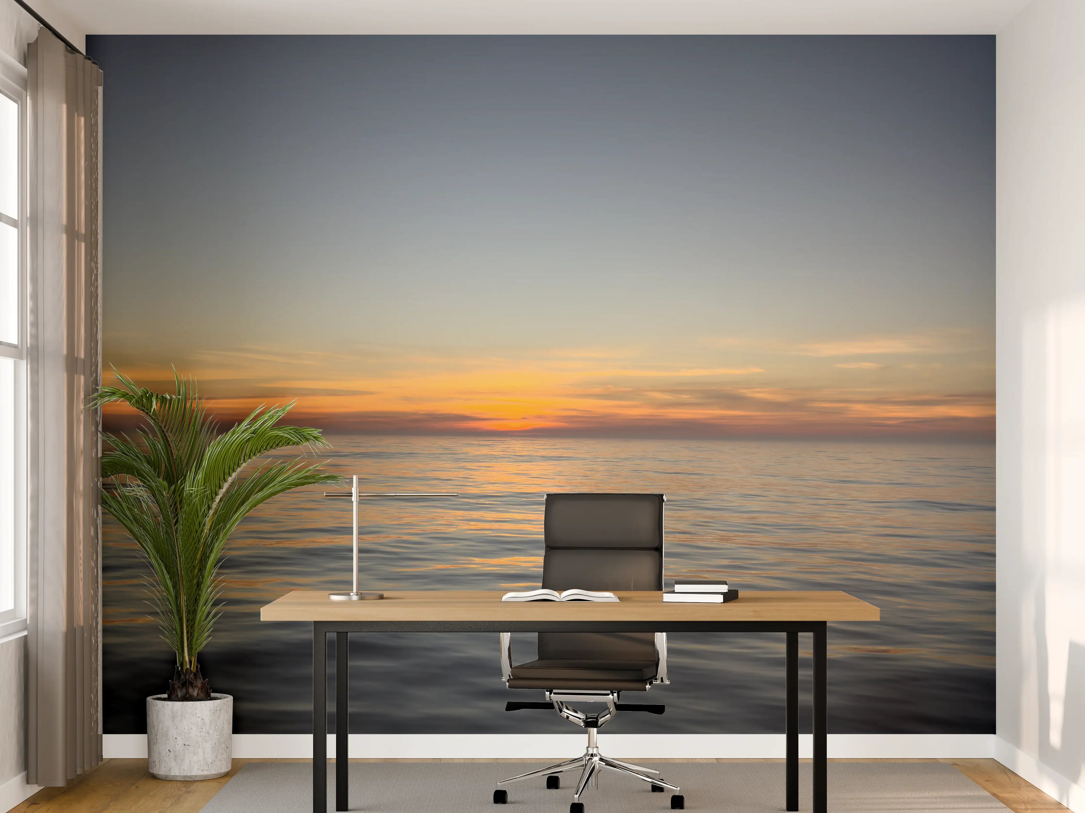 Büro Wandgestaltung - Sonnenuntergang über ruhigem Meer