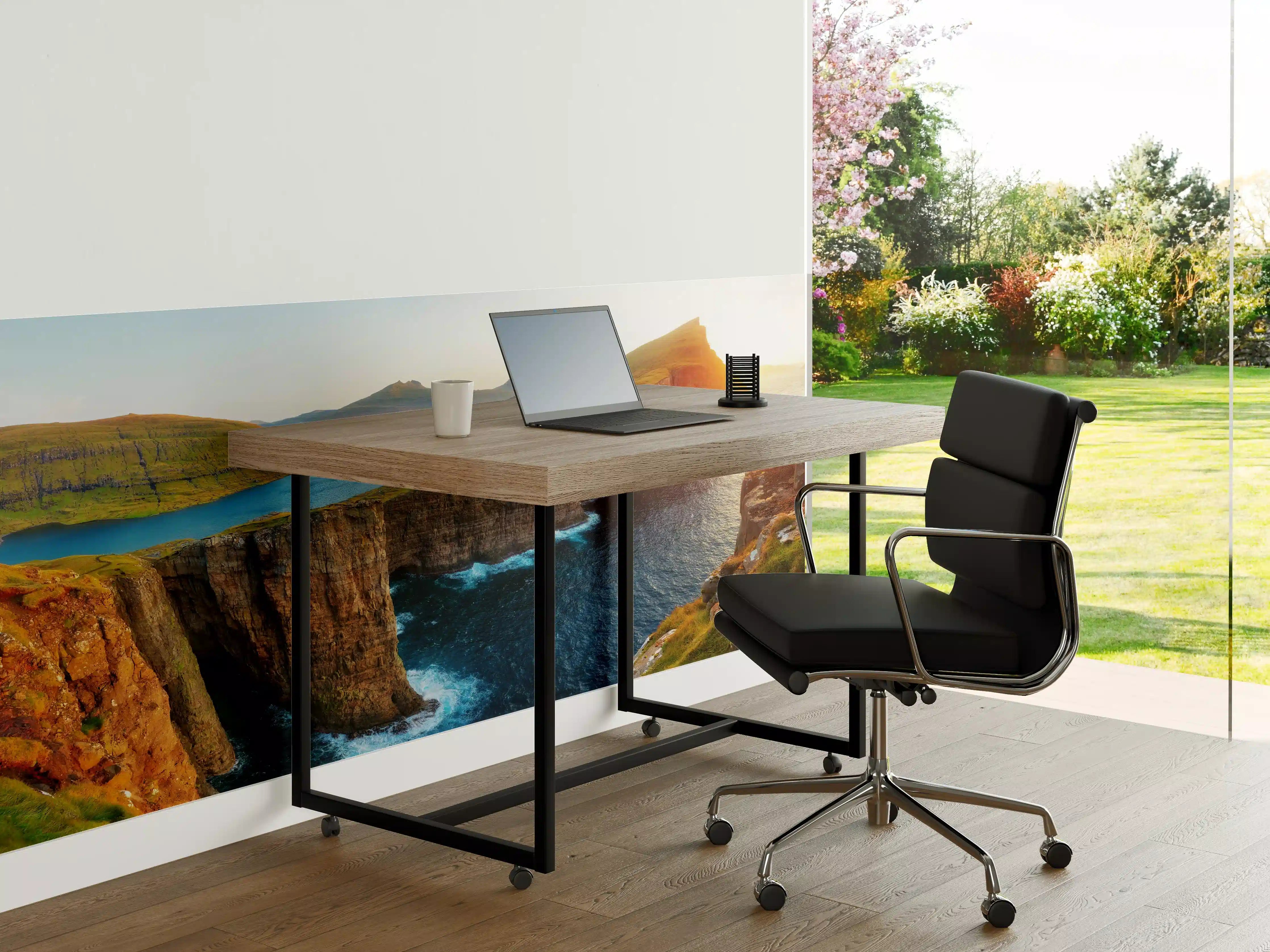 Büro Wandgestaltung - Sorvagsvatn See und mit Wasserfall ins Meer an der Färöer