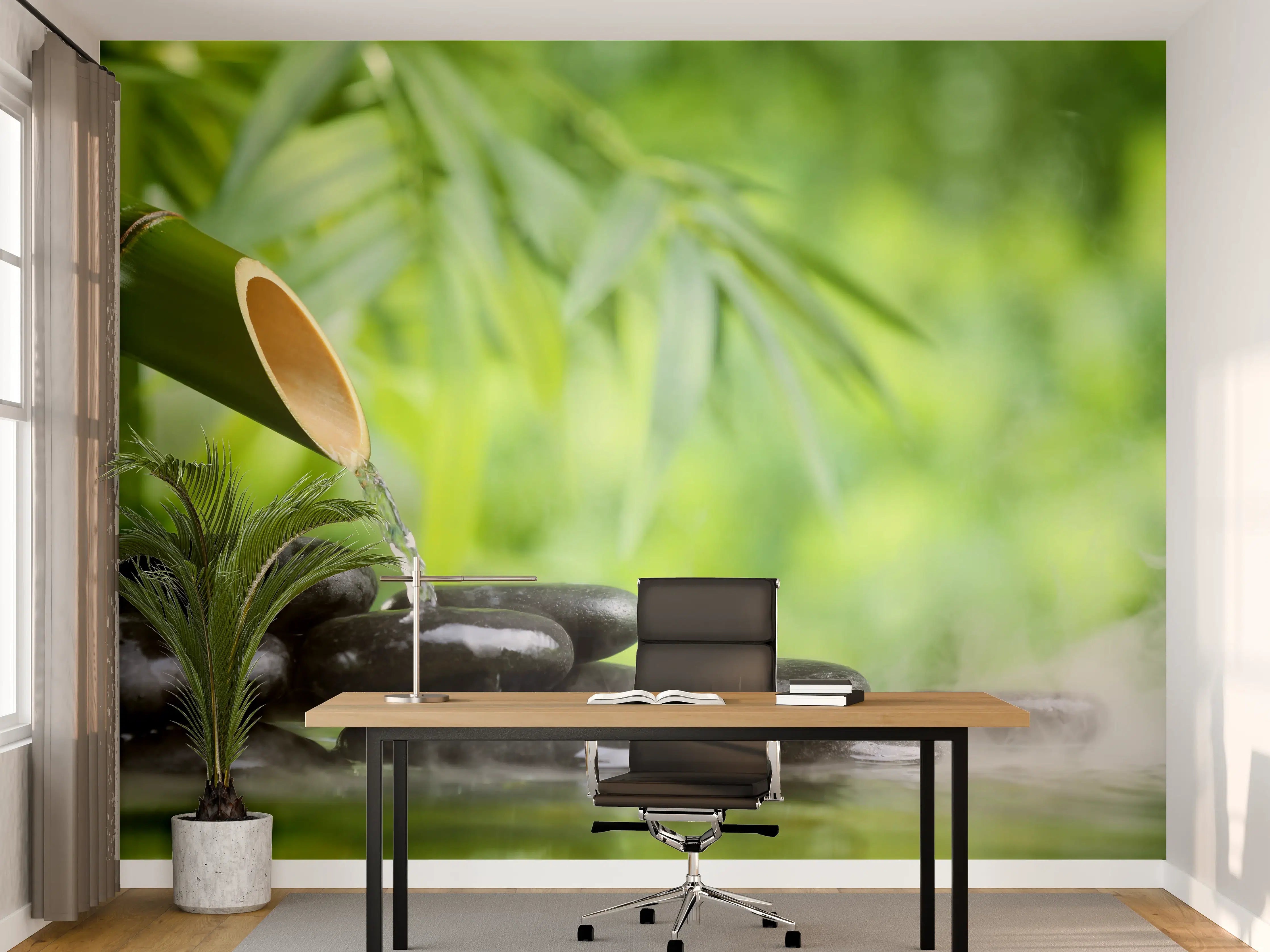 Büro Wandgestaltung - Spa-Stillleben mit Bambusbrunnen